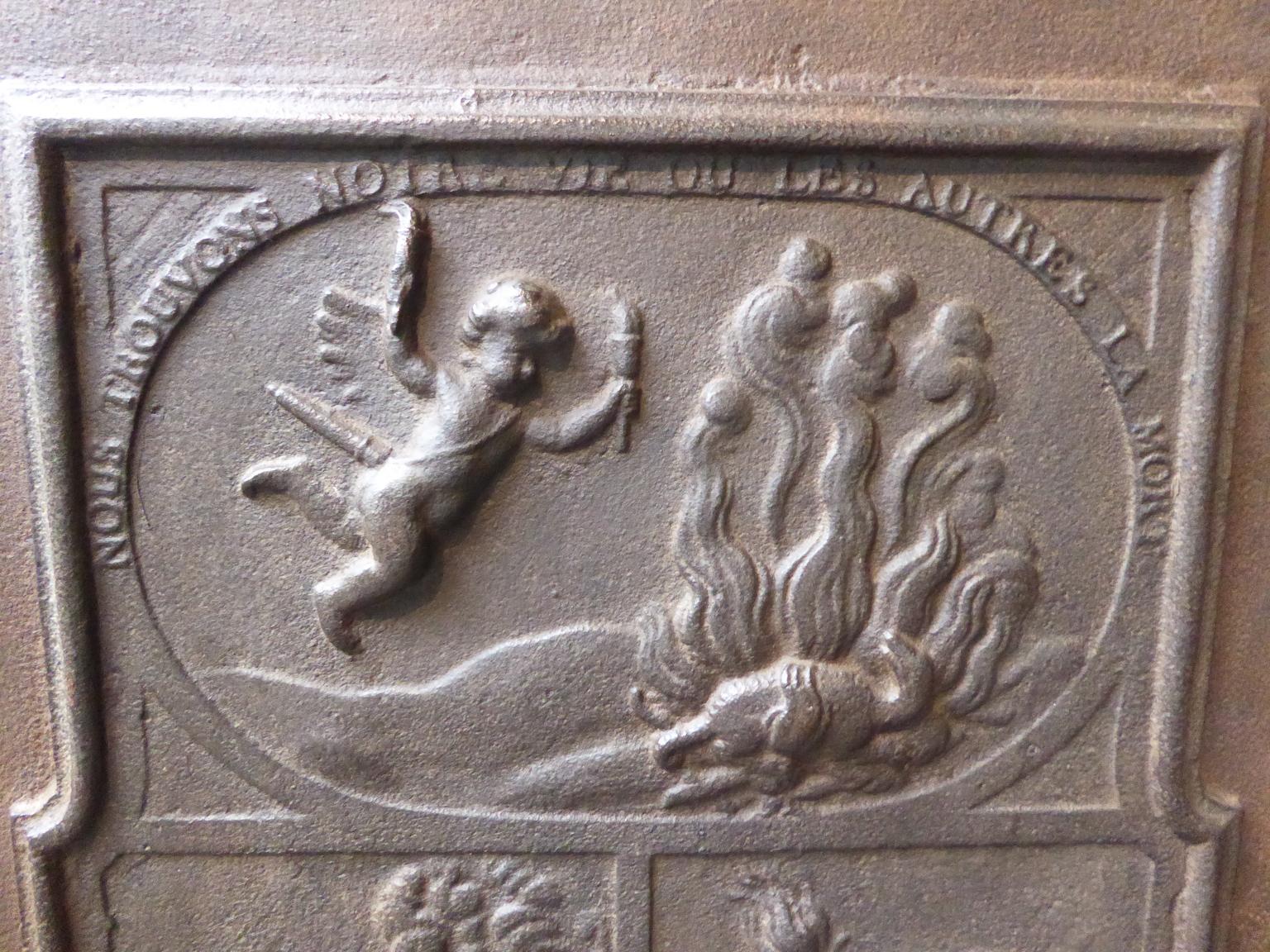 18th Century and Earlier 18th Century French 'Allegory of Love' Fireback / Backsplash For Sale
