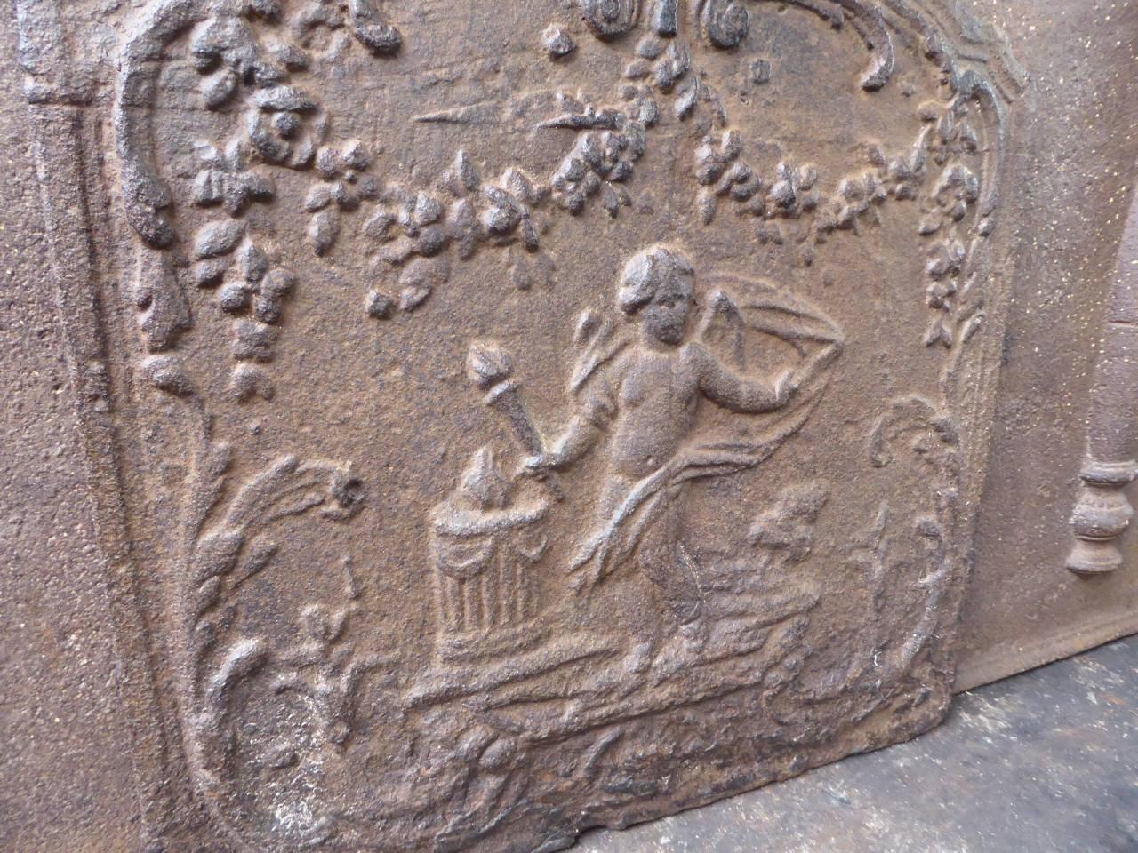 Iron 18th Century French 'Allegory of Love' Fireback