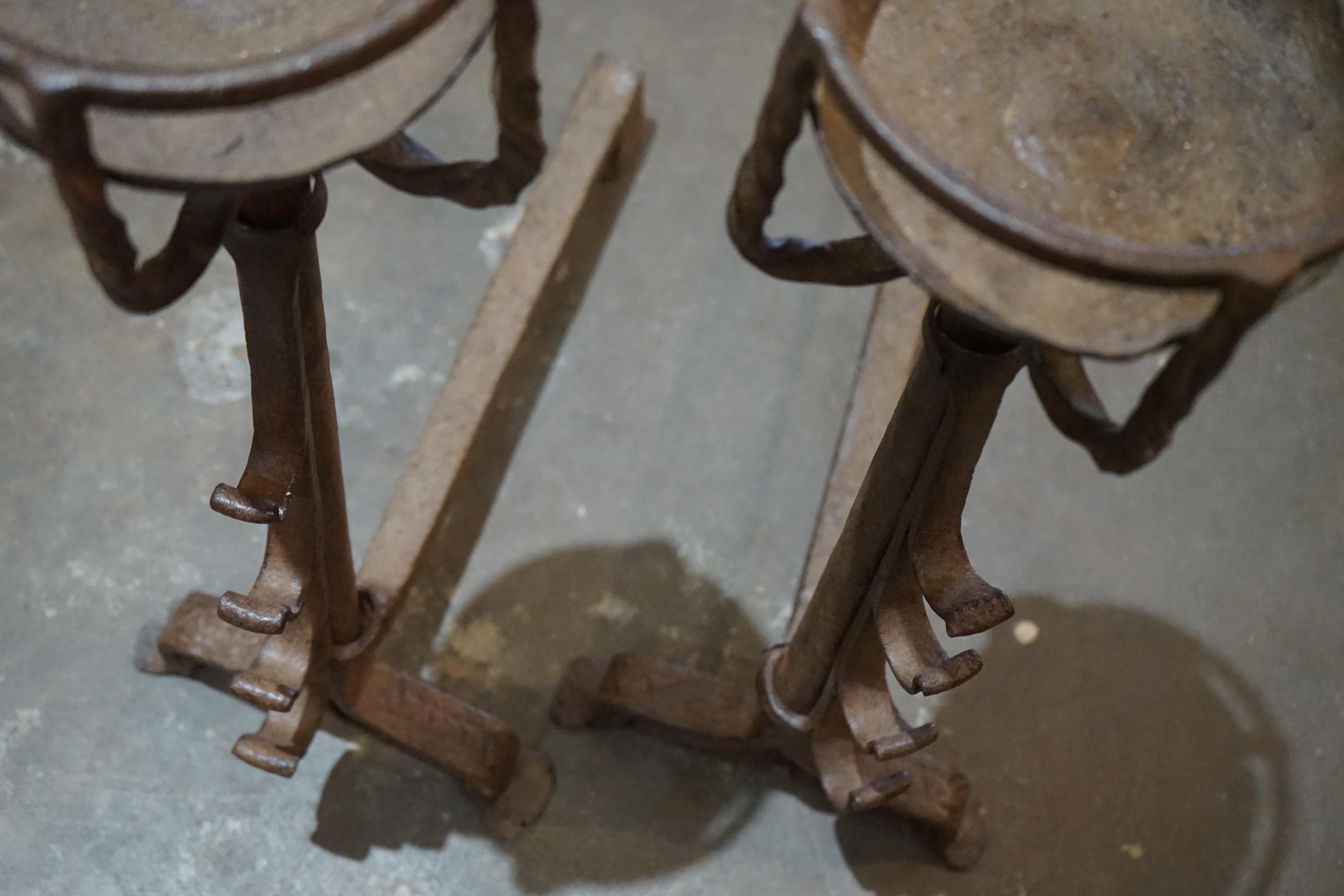 Iron 18th Century French Andirons For Sale
