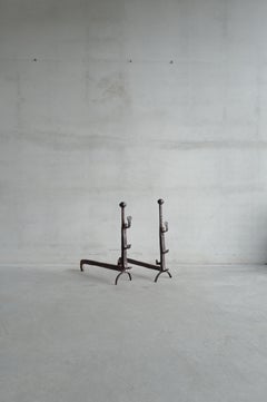 18th Century French Andirons in cast iron