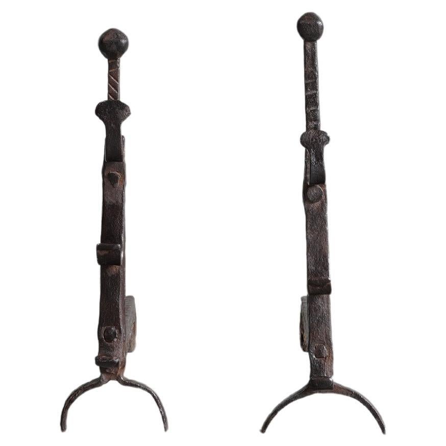 Französische Andirons aus Gusseisen aus dem 18. im Angebot