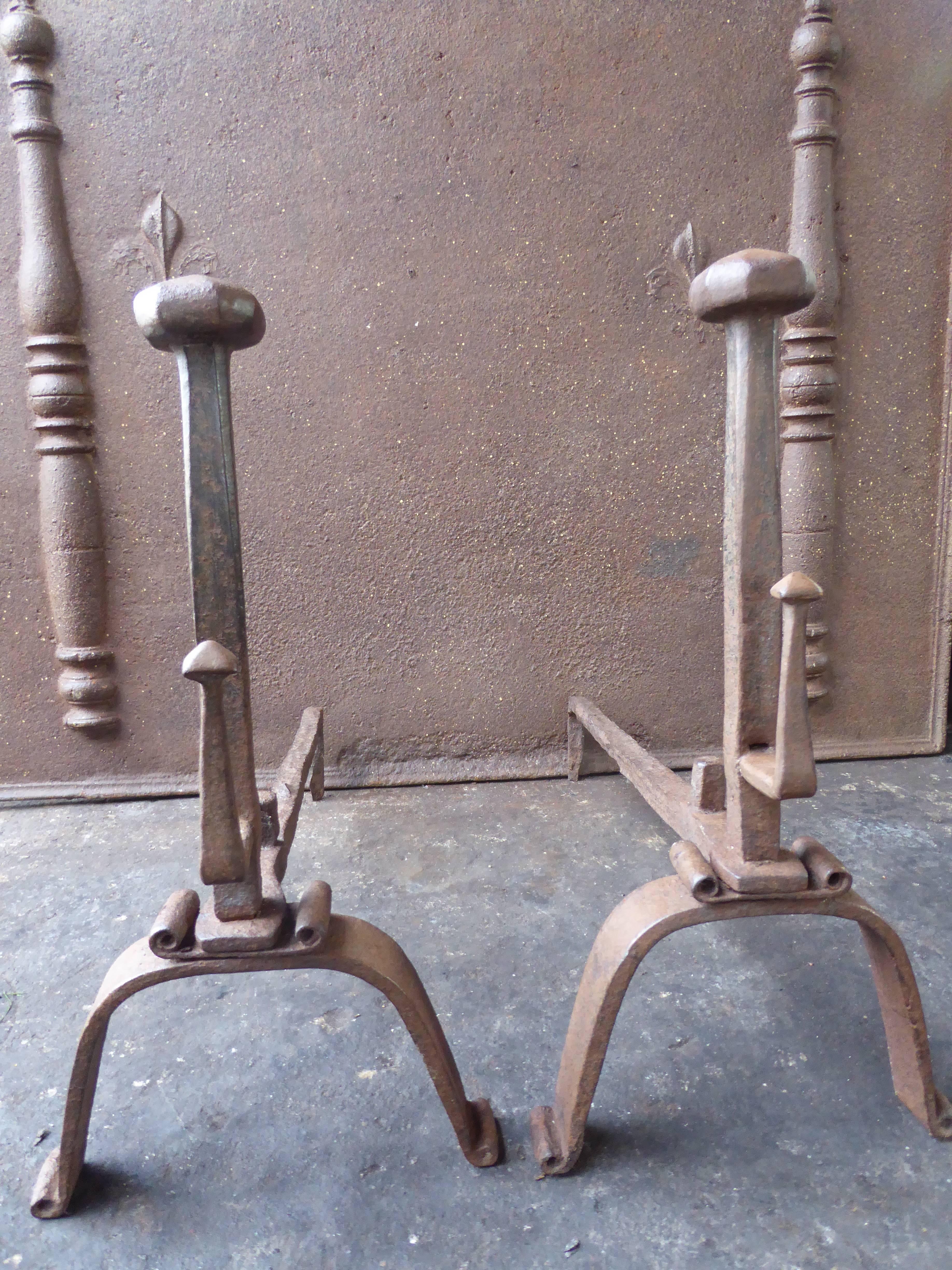 18th Century French Andirons or Firedogs In Good Condition For Sale In Amerongen, NL