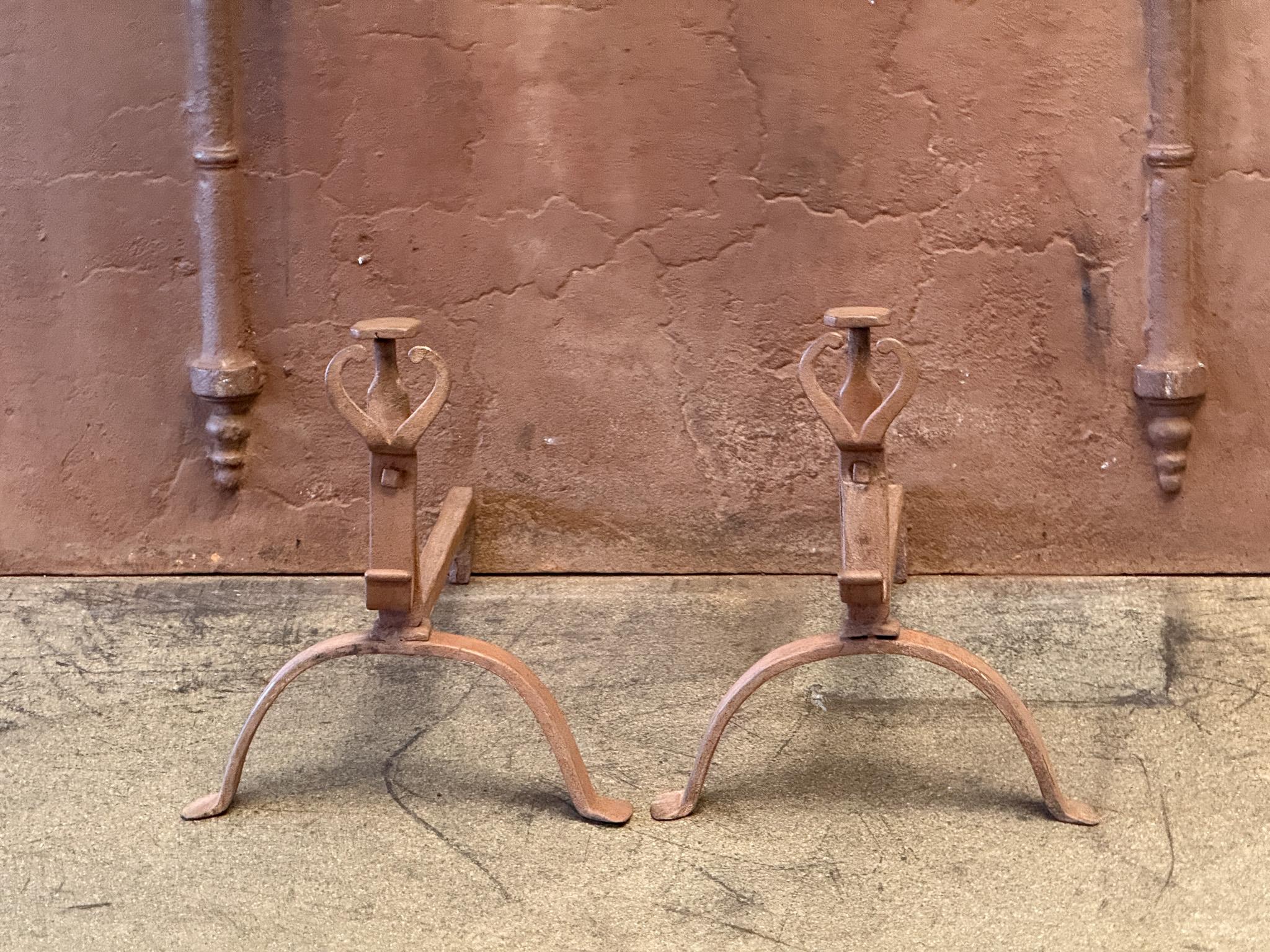 18th Century French Andirons or Firedogs, Louis XV Period In Good Condition For Sale In Soest, NL