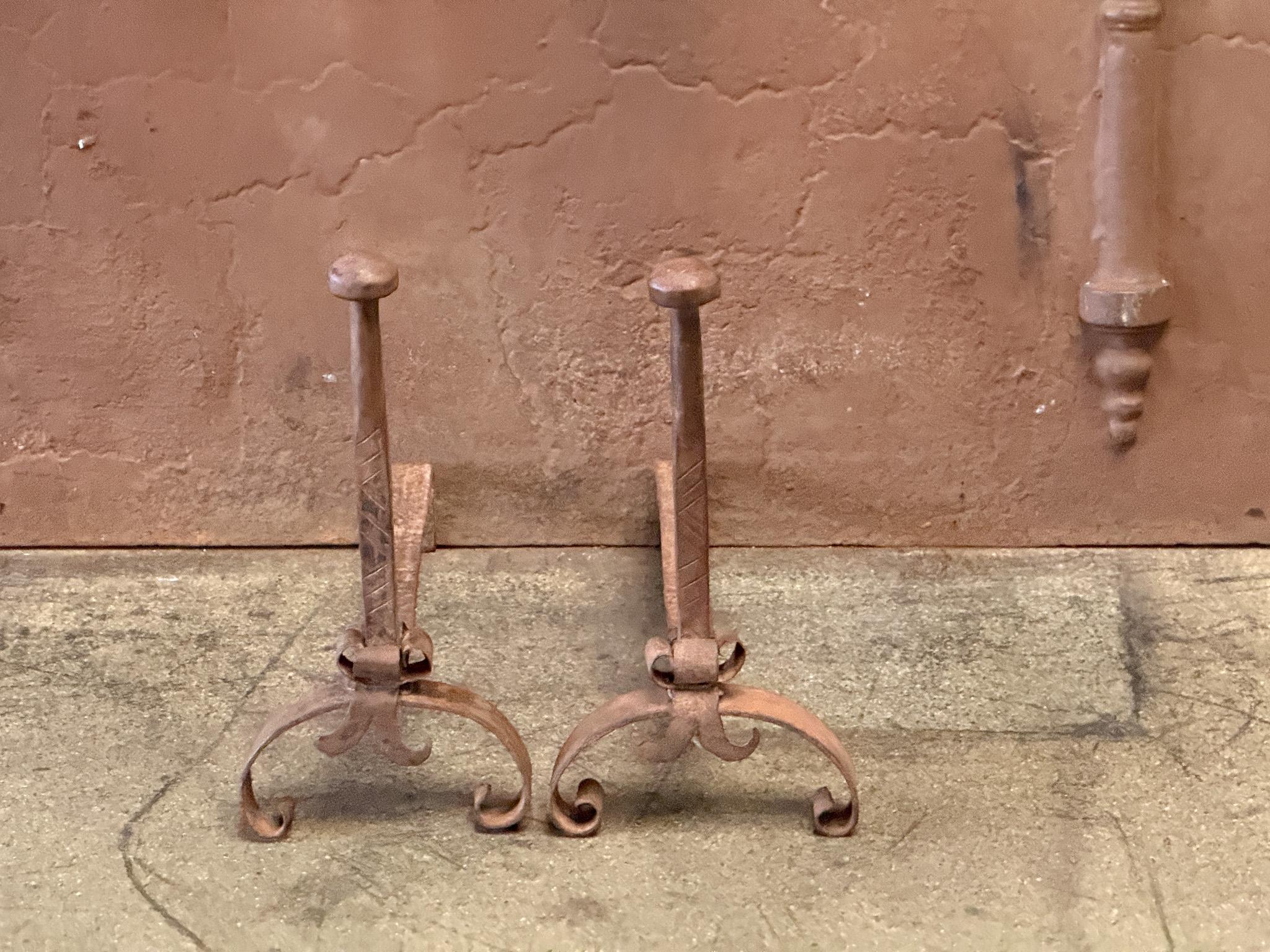18th Century French Andirons or Firedogs, Louis XV Period In Good Condition For Sale In Soest, NL