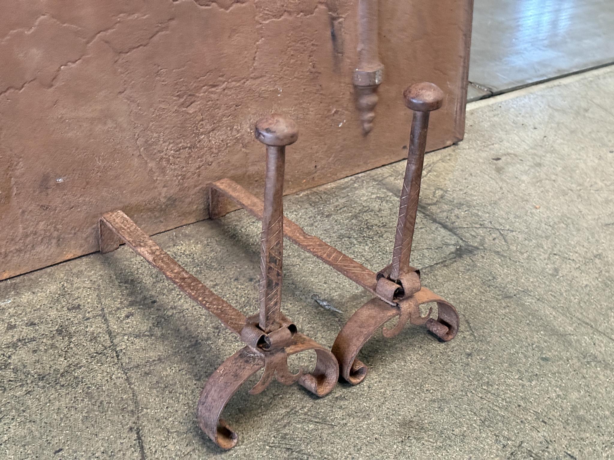 18th Century and Earlier 18th Century French Andirons or Firedogs, Louis XV Period For Sale