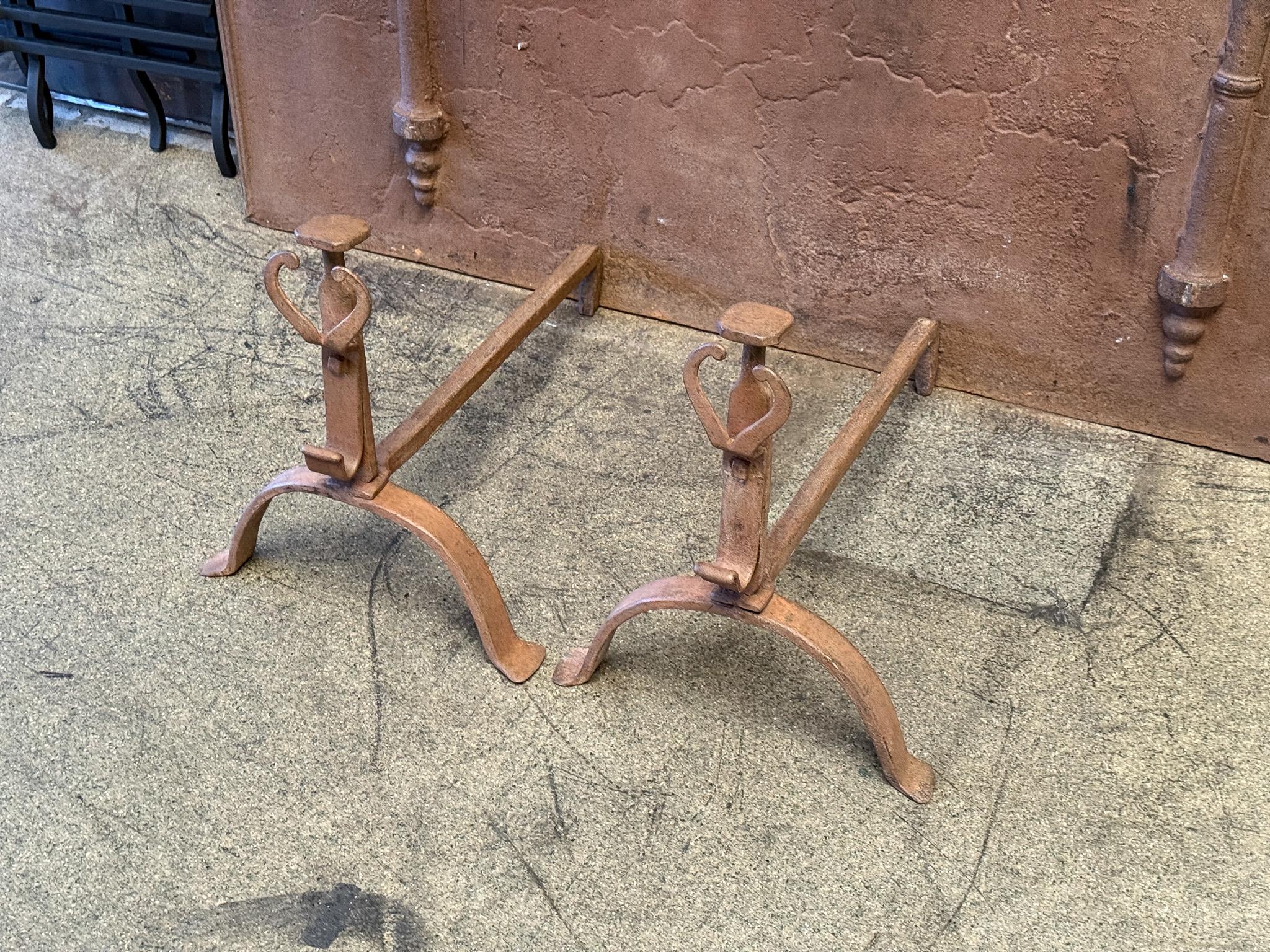 18th Century French Andirons or Firedogs, Louis XV Period For Sale 1
