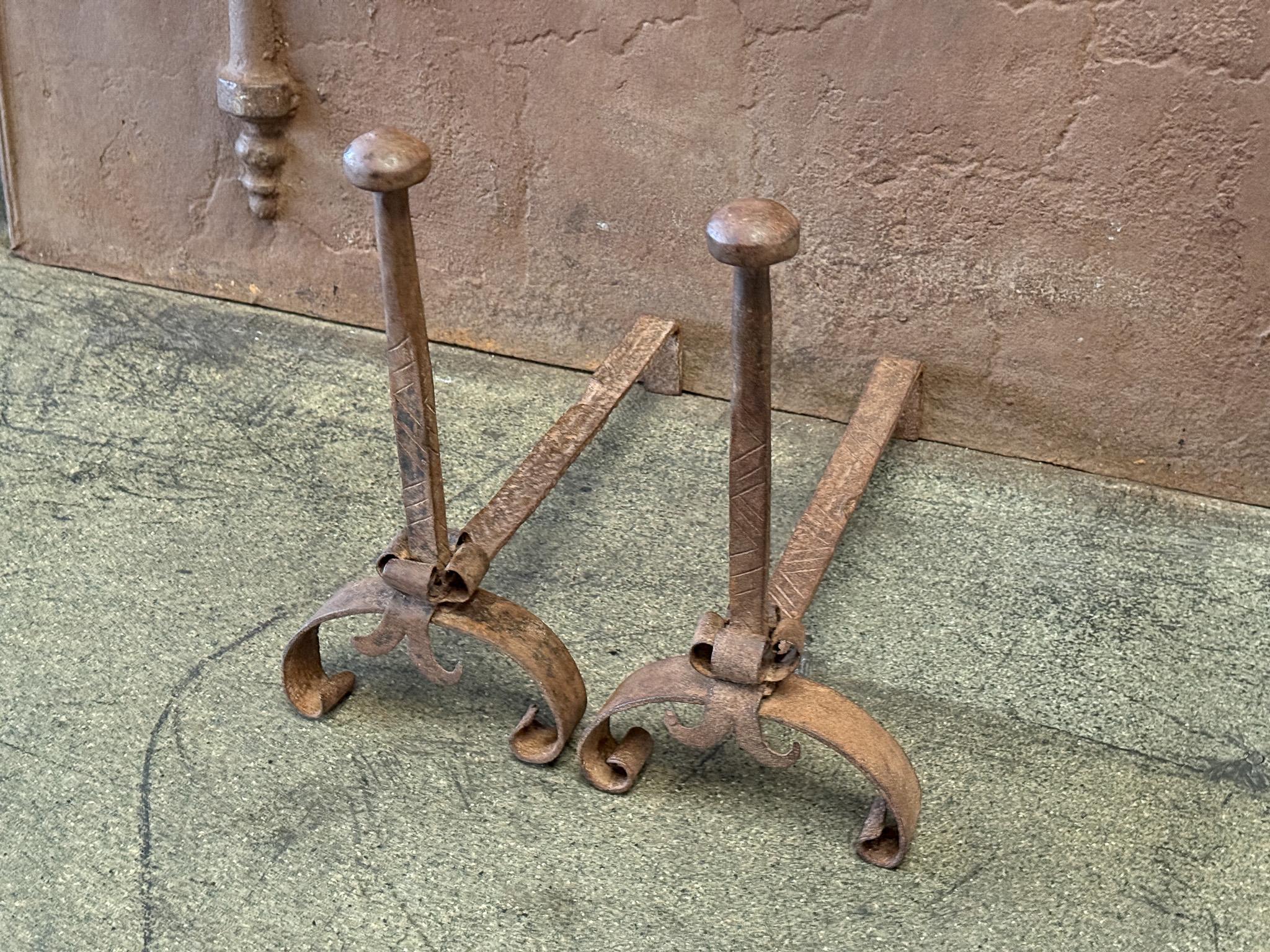 18th Century French Andirons or Firedogs, Louis XV Period For Sale 1