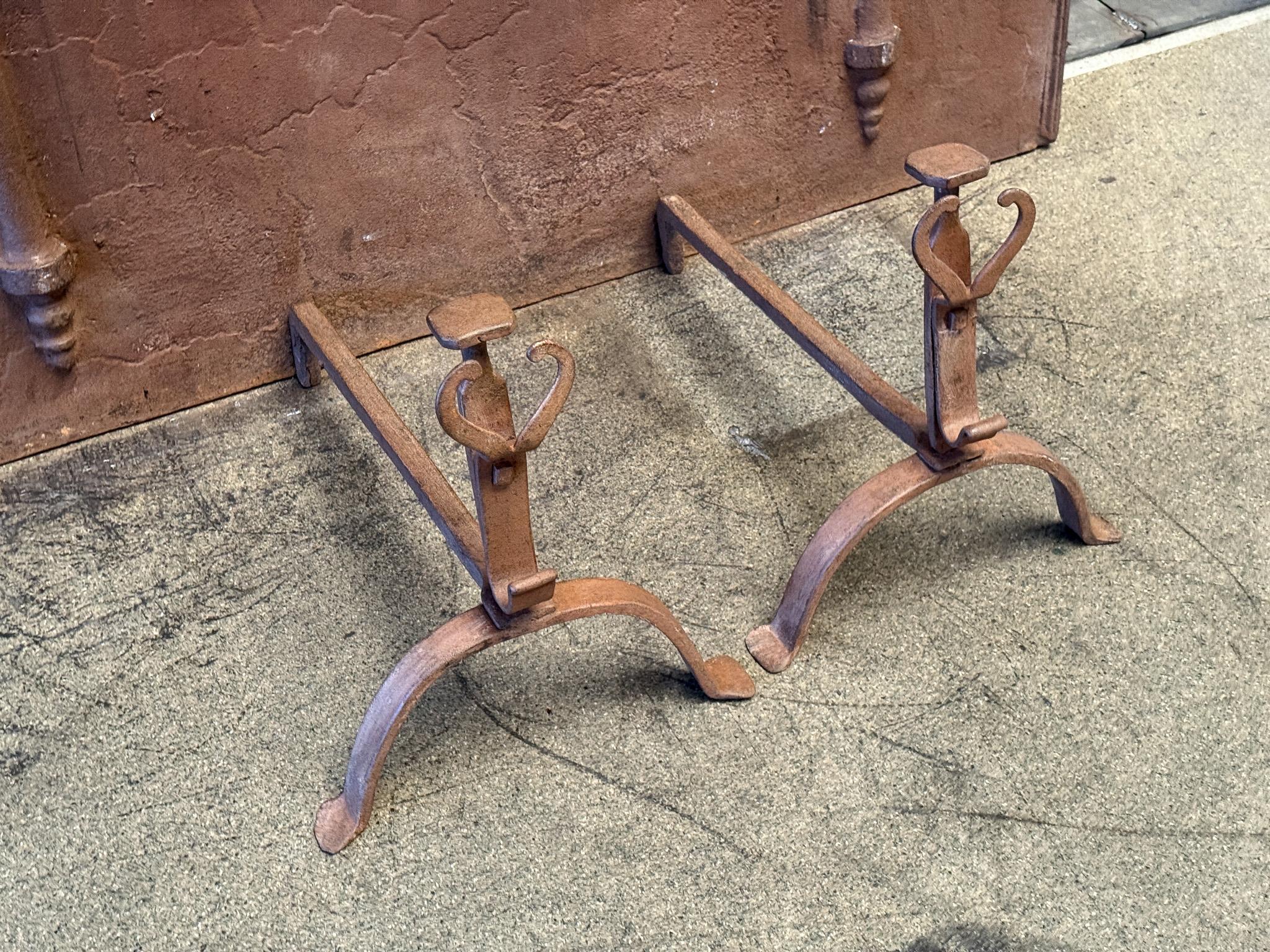 18th Century French Andirons or Firedogs, Louis XV Period For Sale 2