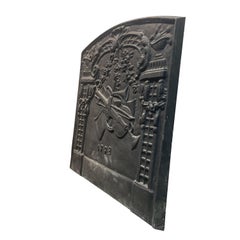 Antique French Cast Iron Fireback, Trellis Design with Music, 1778
