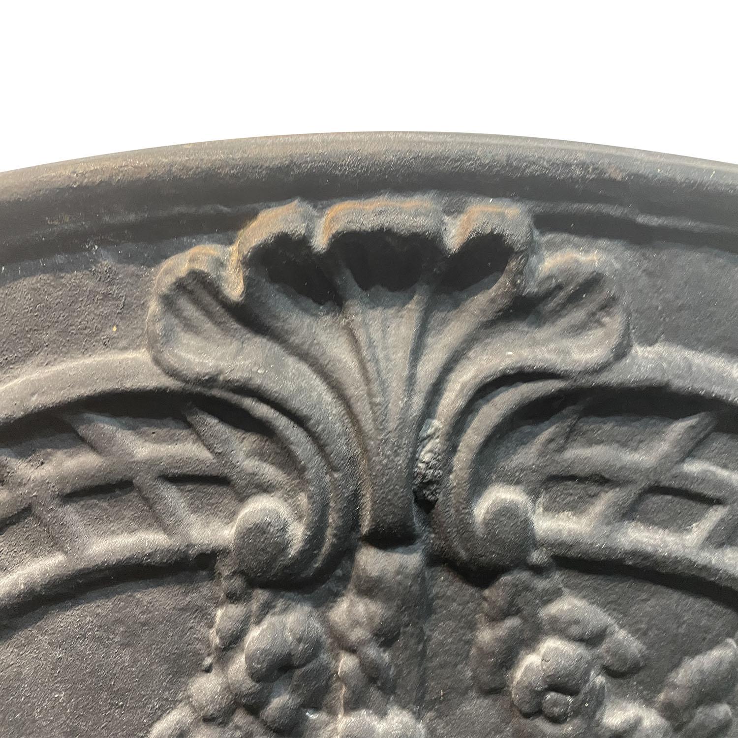 Metal 18th Century French Antique Cast Iron Megeve Fireback For Sale