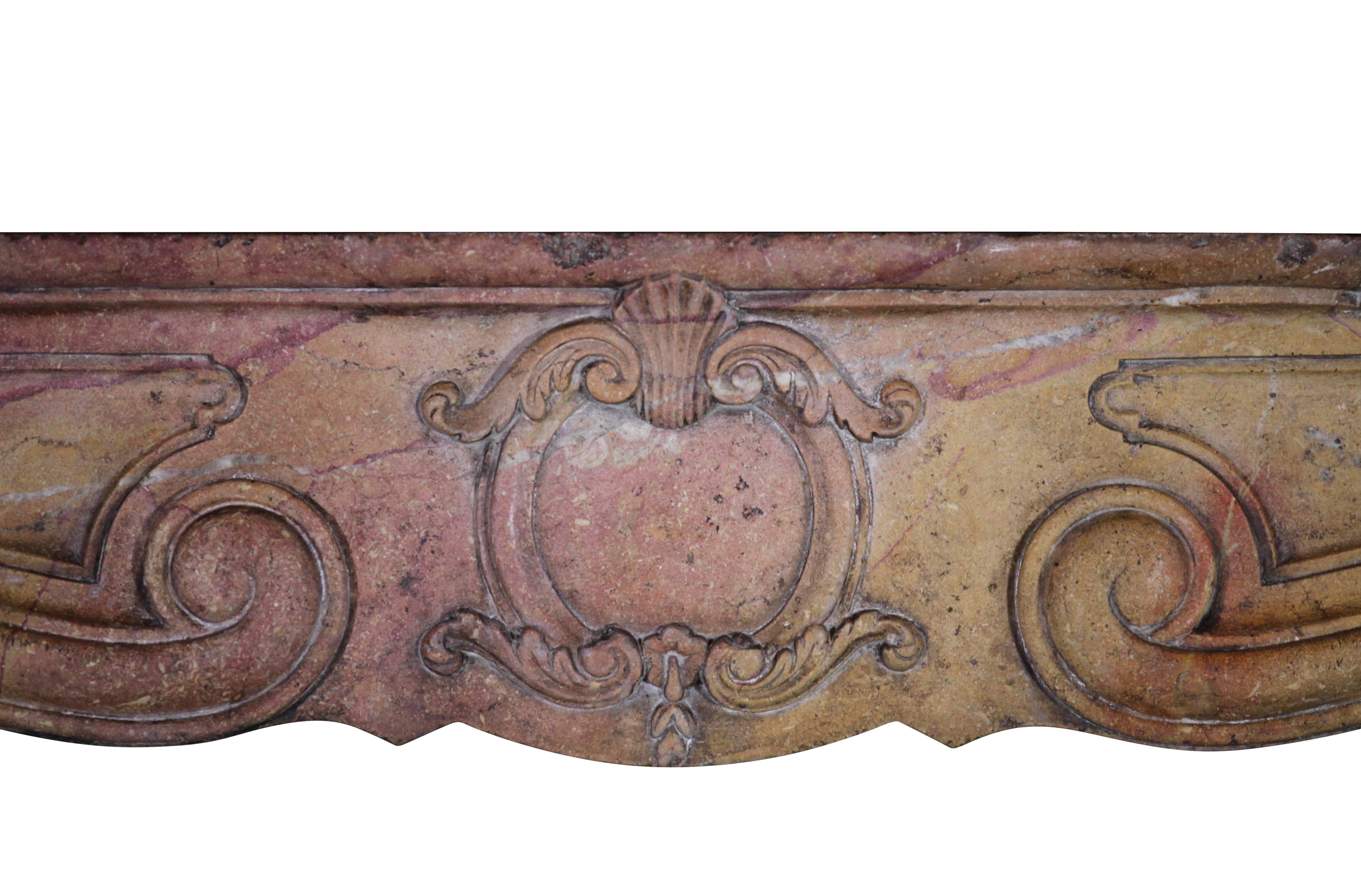 Phenomenal bicolor burgundy hard stone mantle can be waxed to bring the deep patina out. It has exceptional proportions and is in perfect condition. The mantle is from the vineyards of Burgundy, France. A eyecatcher in any interior. From regency to