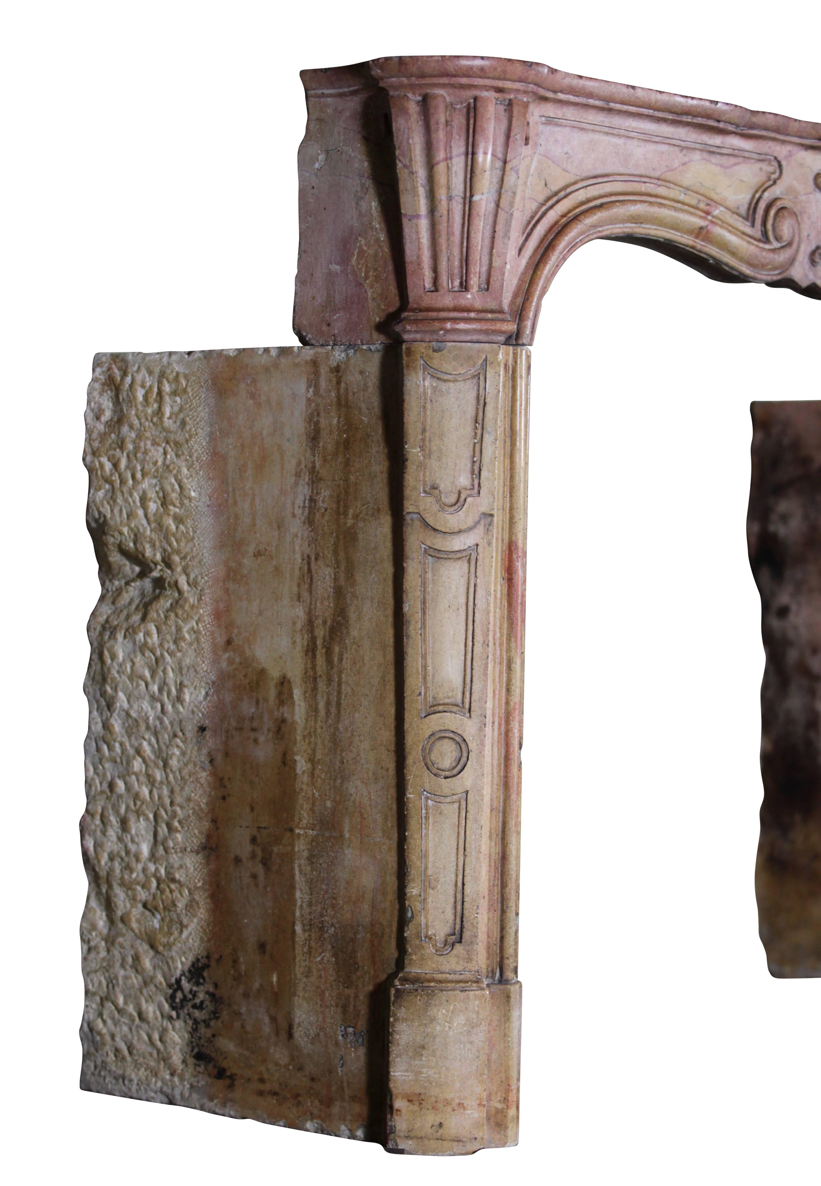 Entourage de cheminée ancienne française du 18ème siècle en pierre provenant d'une pièce à panneaux Excellent état - En vente à Beervelde, BE