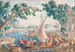 18th Century French Antique Tapestry "The Arrival at the Port"