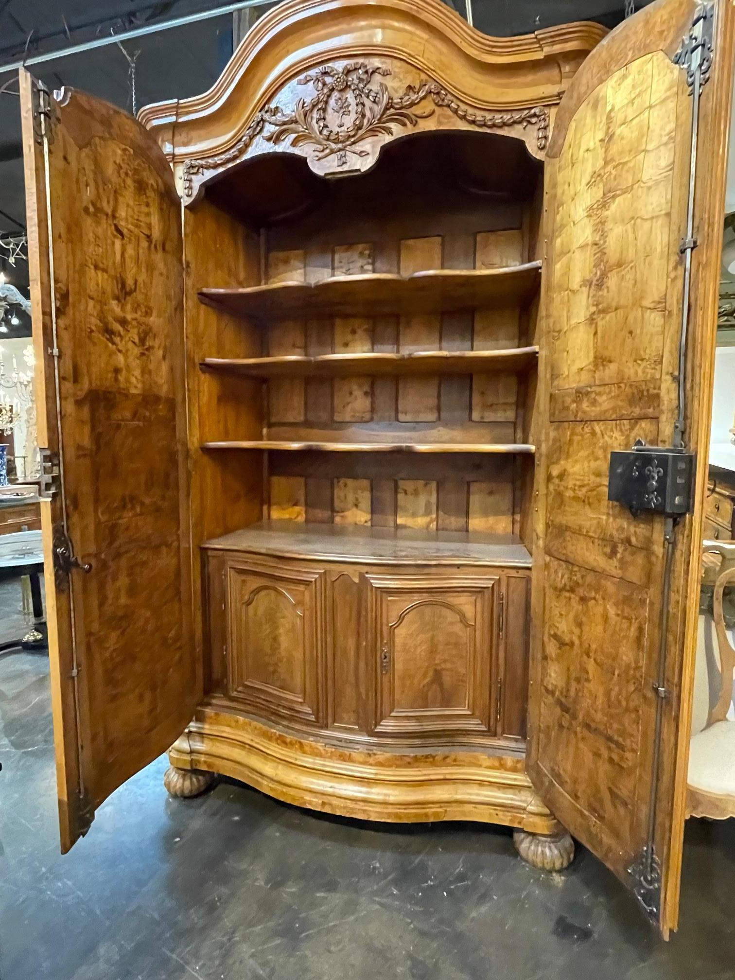 Walnut 18th Century French Armoire For Sale