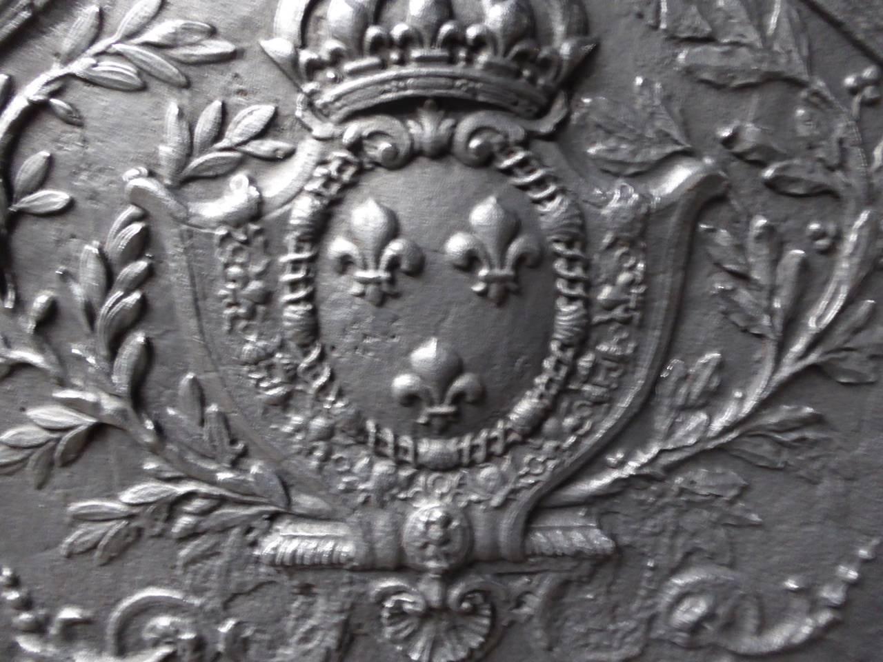Cast 18th Century French 'Arms of France' Fireback
