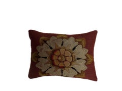 18th Century French Aubusson Floral Medallion Tapestry Pillow