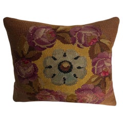 18th Century French Aubusson Floral Tapestry Pillow