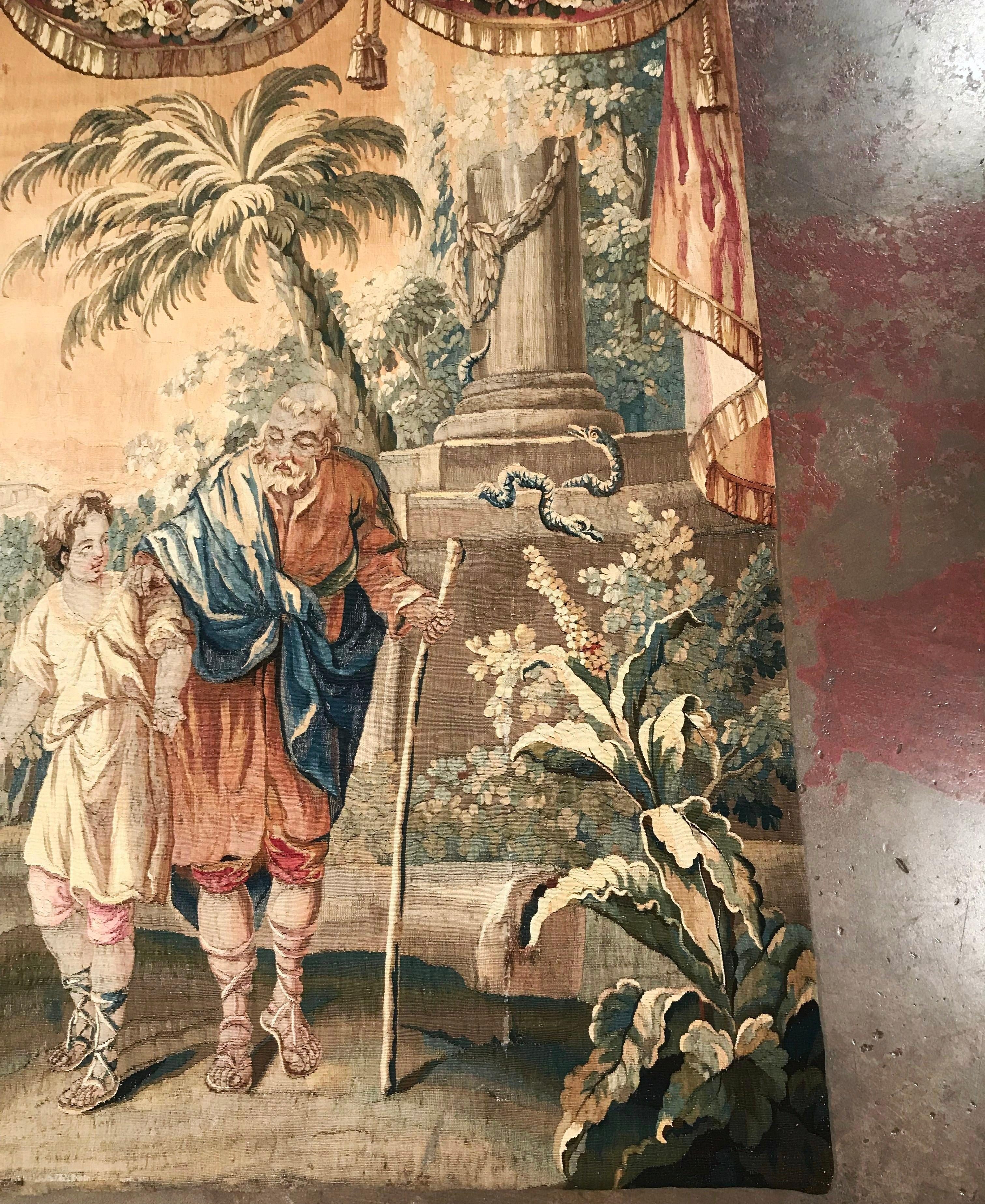 Hand-Woven 18th Century French Aubusson Mythological and Scenic Tapestry Composition