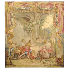 Tapisserie mythologique d'Aubusson du 18ème siècle, avec télemachus et calypso