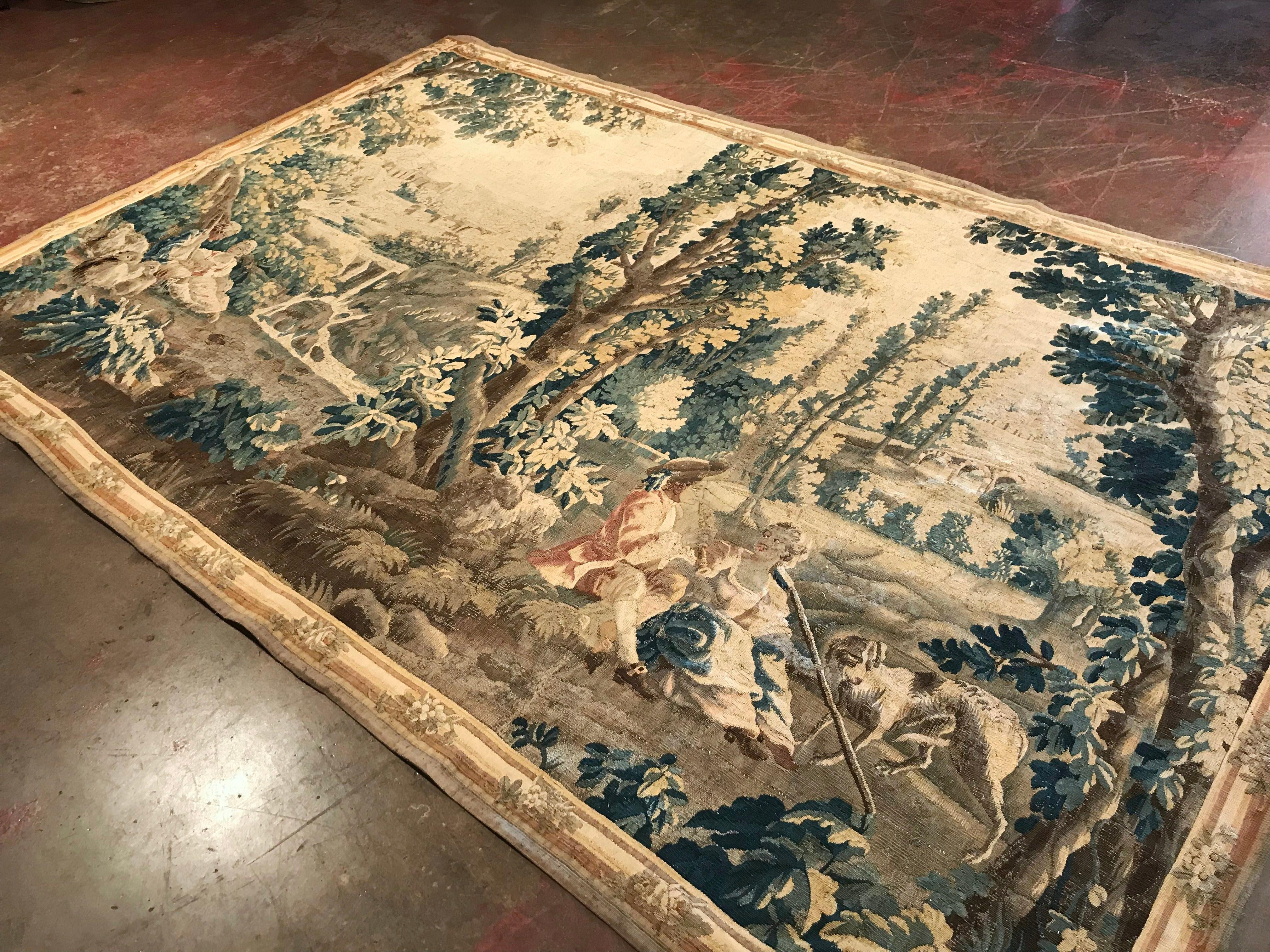 18th Century French Aubusson Pastoral Tapestry in the Manner of Boucher For Sale 5