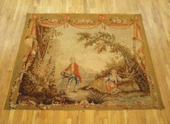 Französischer romantischer Aubusson-Wandteppich des 18. Jahrhunderts, mit Drapery-Motiv