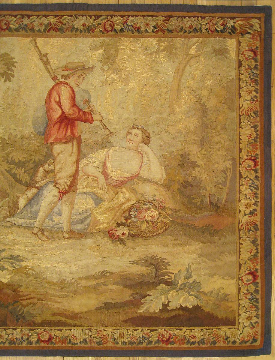 Hand-Woven 18th Century French Aubusson Rustic Tapestry For Sale