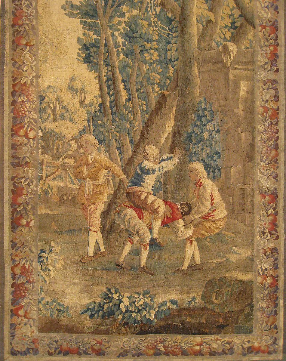 Tissé à la main Tapisserie rustique française d'Aubusson du 18ème siècle en vente