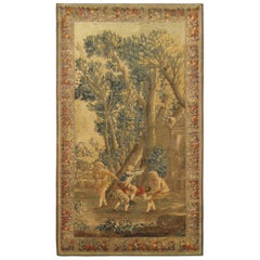 Rustikaler französischer Aubusson-Wandteppich aus dem 18. Jahrhundert