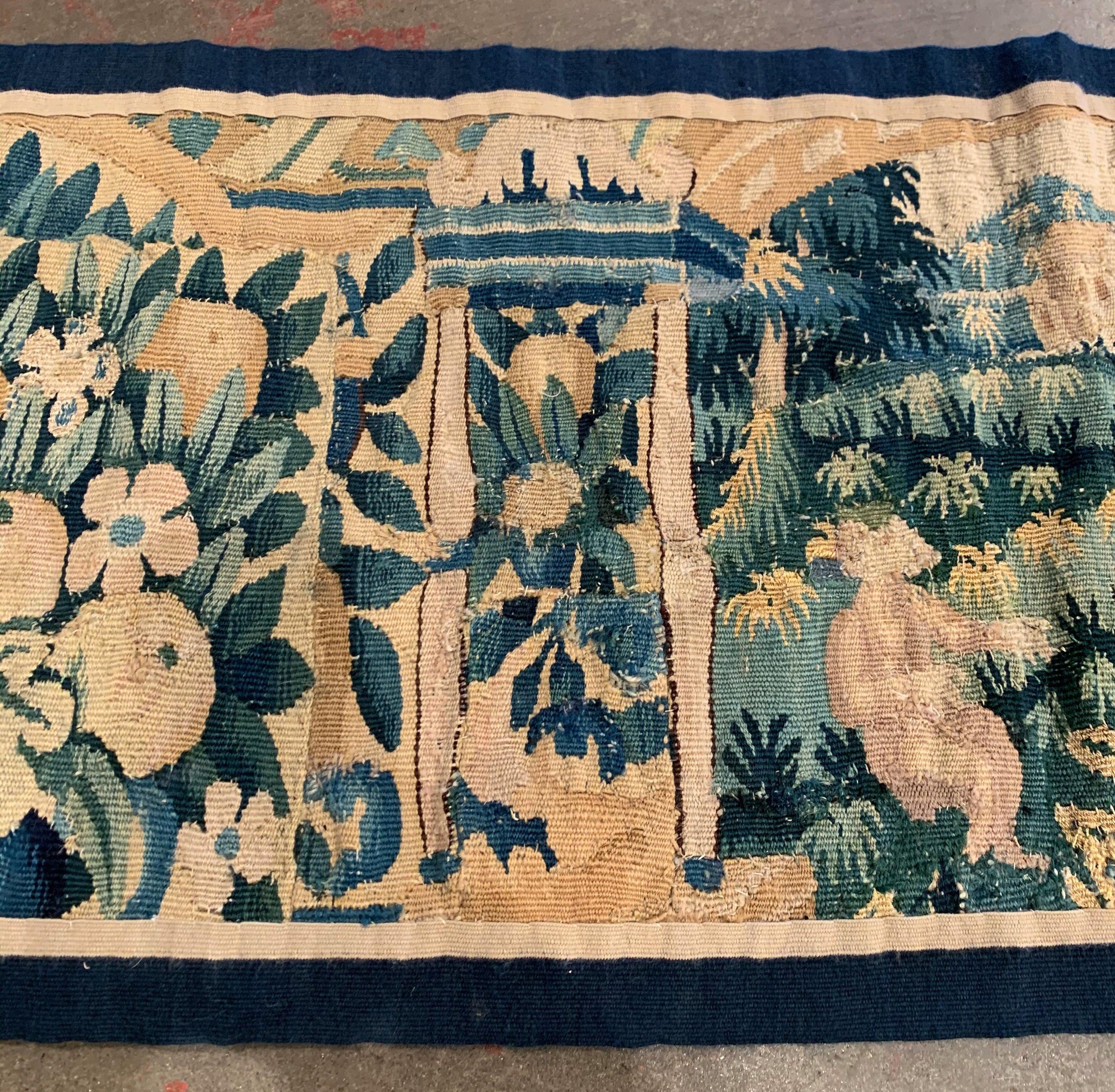 18th Century French Aubusson Tapestry Center Table Runner with Foliage Decor 4