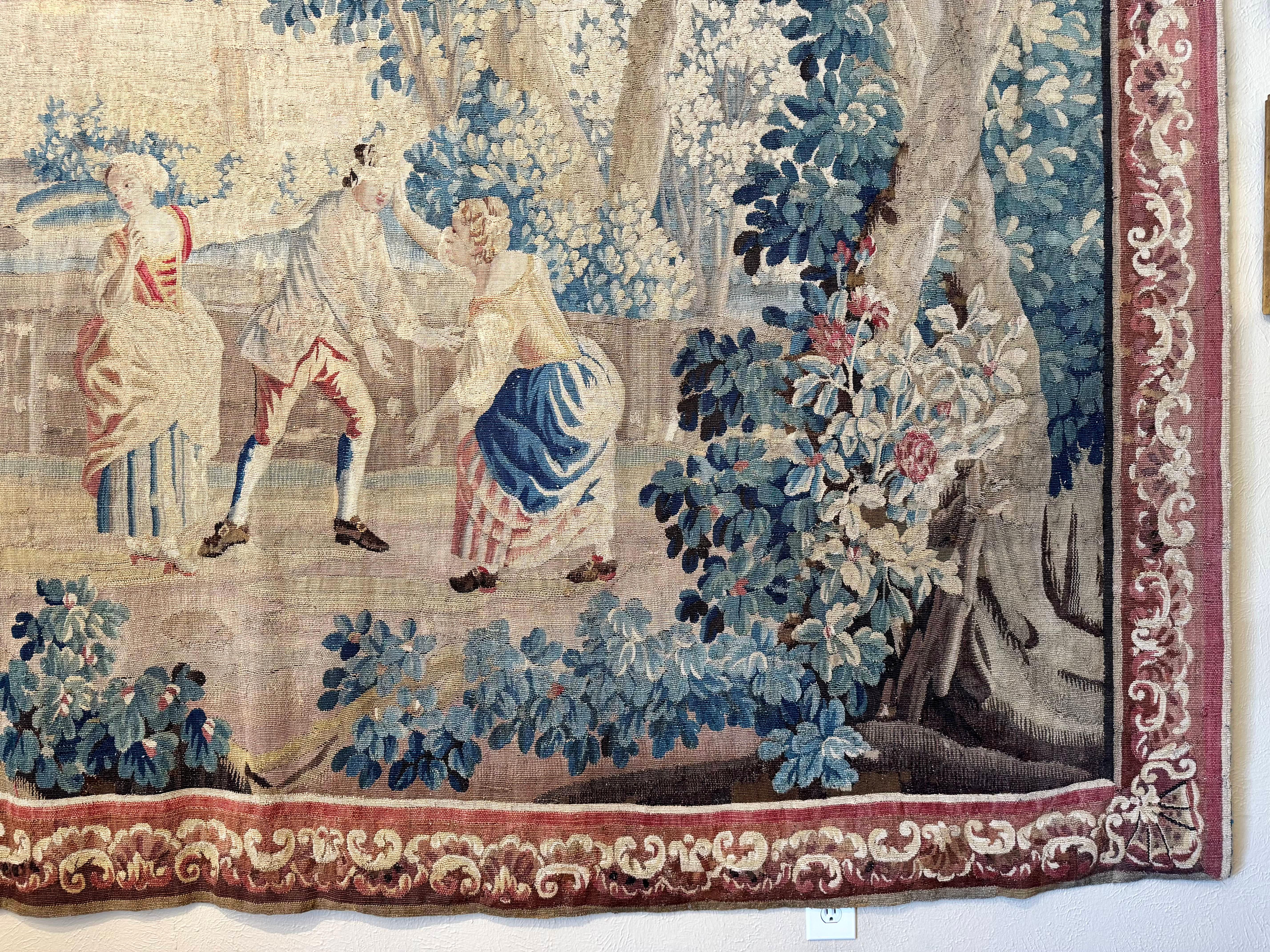 Louis XVI 18th Century French Aubusson Tapestry “Colin-Maillard” or Blind Man’s Buff Scene For Sale