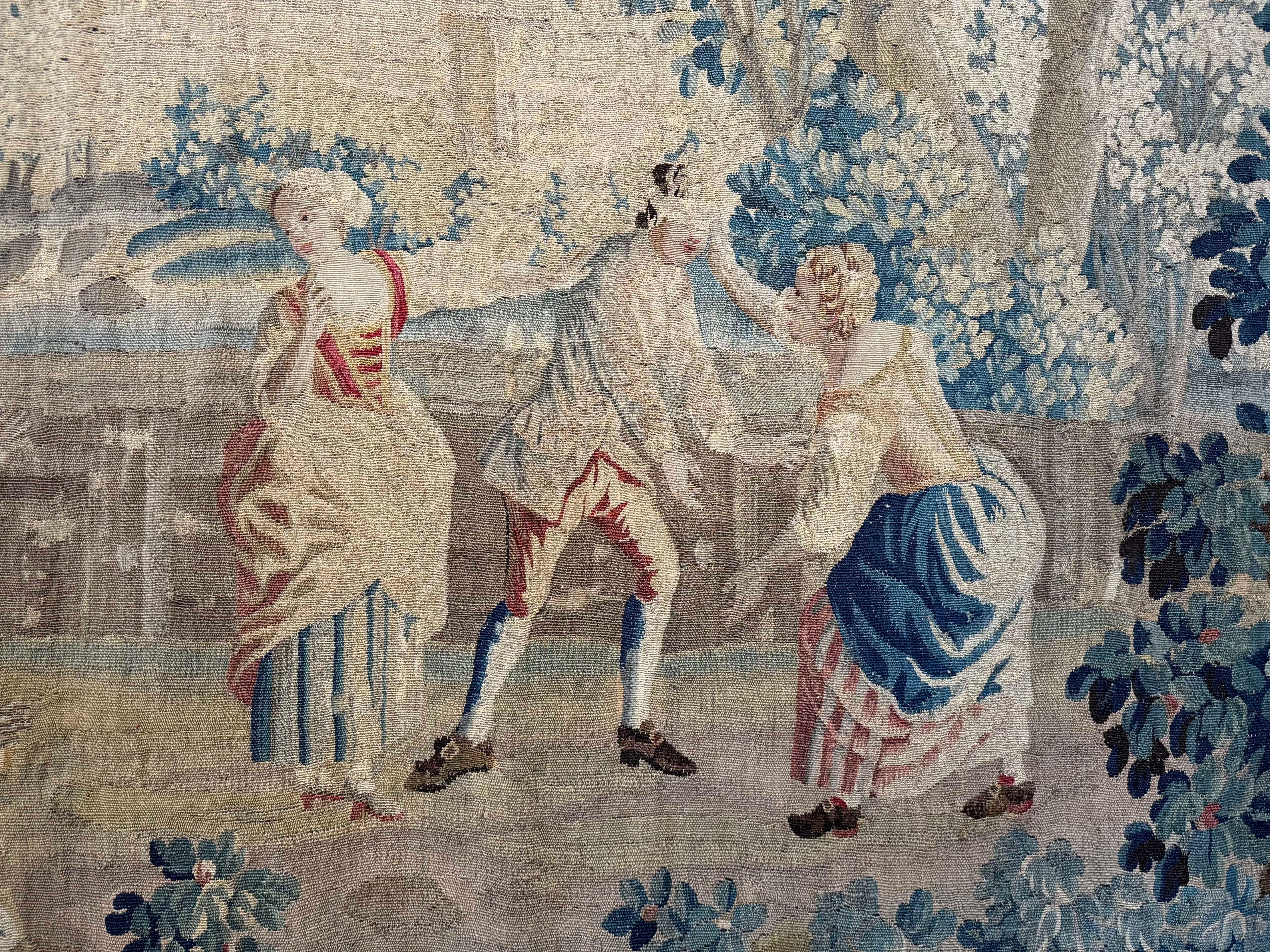 18th Century French Aubusson Tapestry “Colin-Maillard” or Blind Man’s Buff Scene For Sale 1