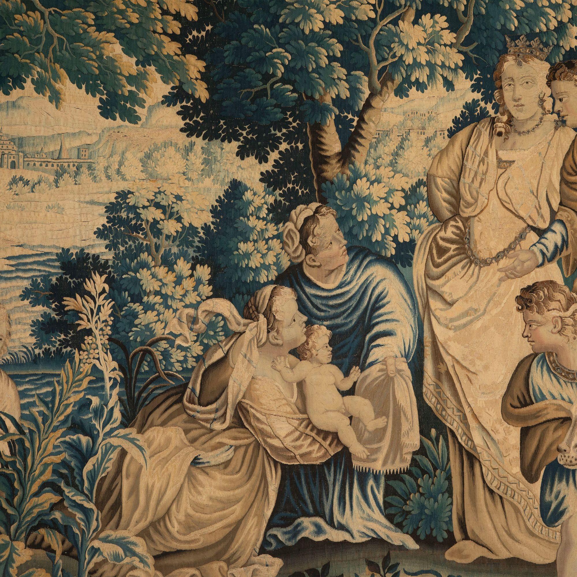 Beautiful 18th Century Aubusson Tapestry.
This tapestry was hand-made in central France in the valley of the Creuse.
Aubusson Verdure tapestries originated from workshops set up between the towns of Clermont- Ferrand, and Limoges in France. 
In the