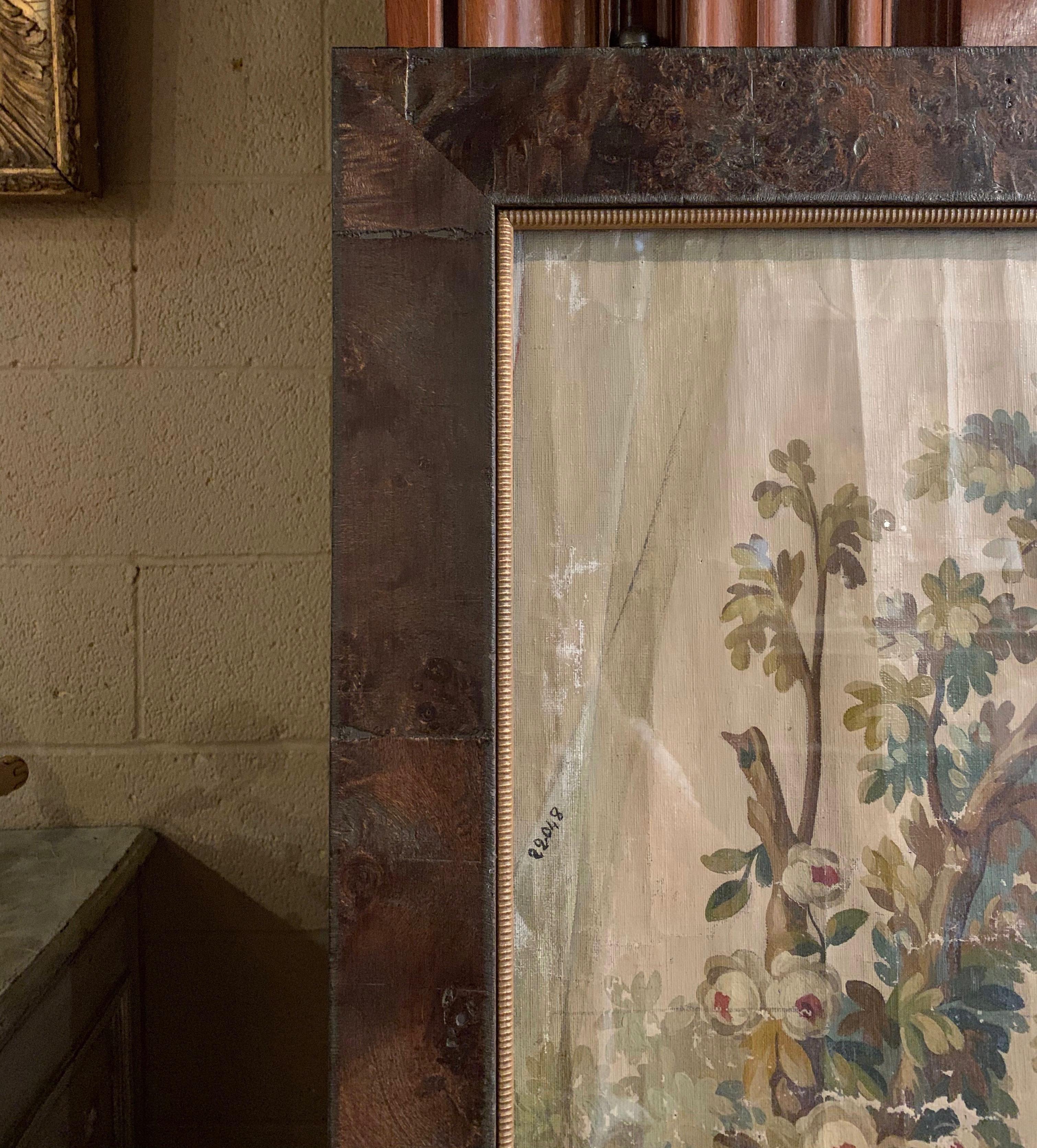Französischer Aubusson-Wandteppich aus dem 18. Jahrhundert, Gouache auf Papier mit Rahmen und Glas, Französisch im Zustand „Hervorragend“ im Angebot in Dallas, TX