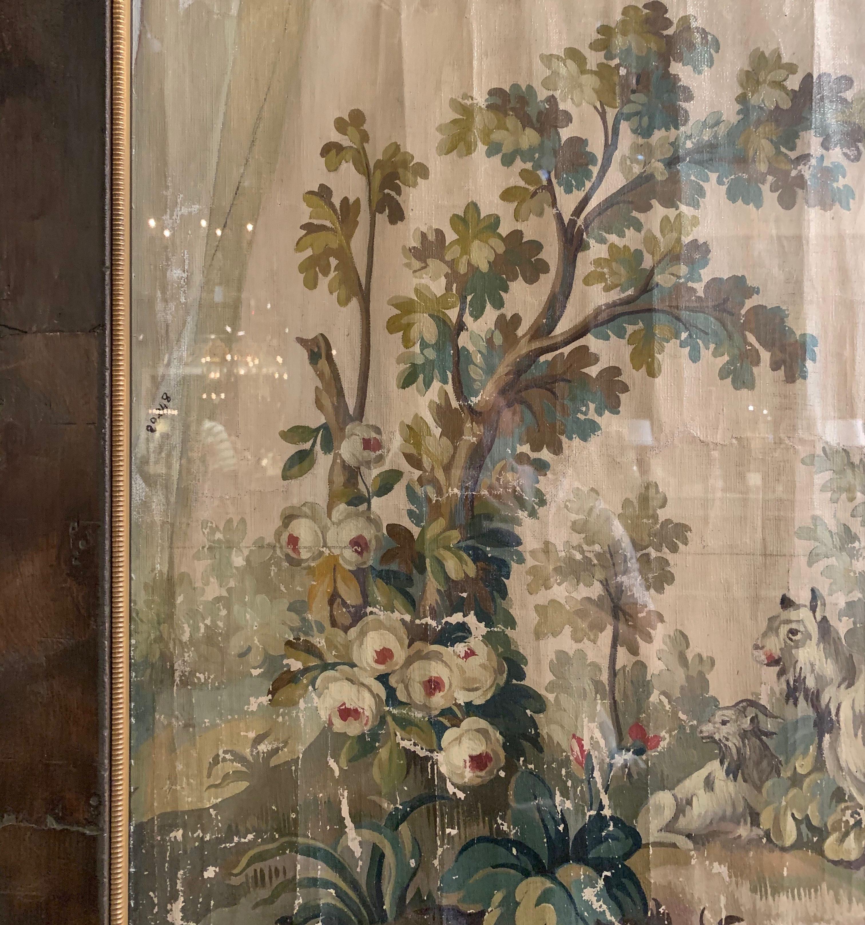Französischer Aubusson-Wandteppich aus dem 18. Jahrhundert, Gouache auf Papier mit Rahmen und Glas, Französisch im Angebot 1