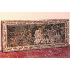18th Century French Aubusson Verdure Tapestry with Maiden in Carved Frame