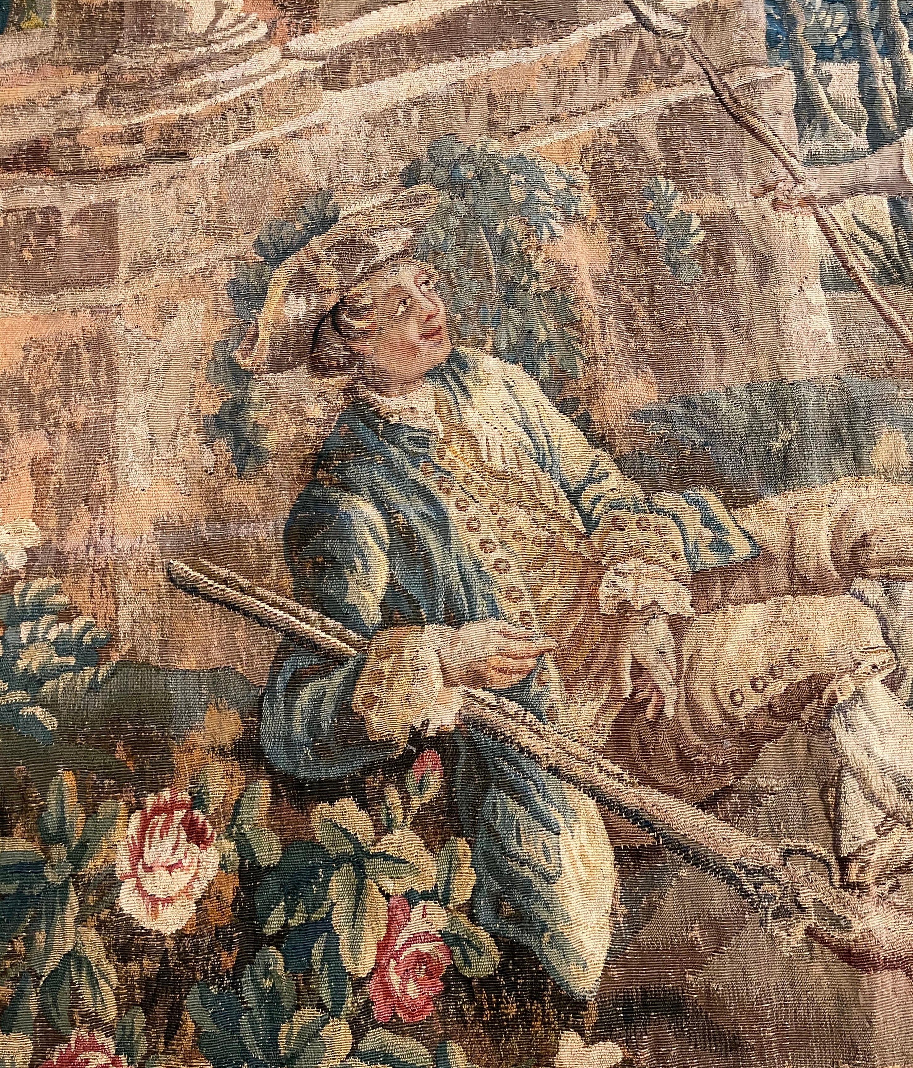 Französischer Aubusson-Wandteppich „La Bergere“ aus dem 18. Jahrhundert nach J. B. Oudry im Angebot 5