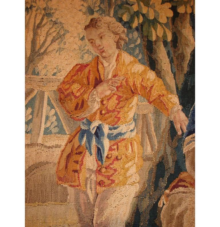 Französischer Aubusson-Wandteppich „Le Cheval Fondu“ aus dem 18. Jahrhundert von J.B. Farbtuch im Angebot 1
