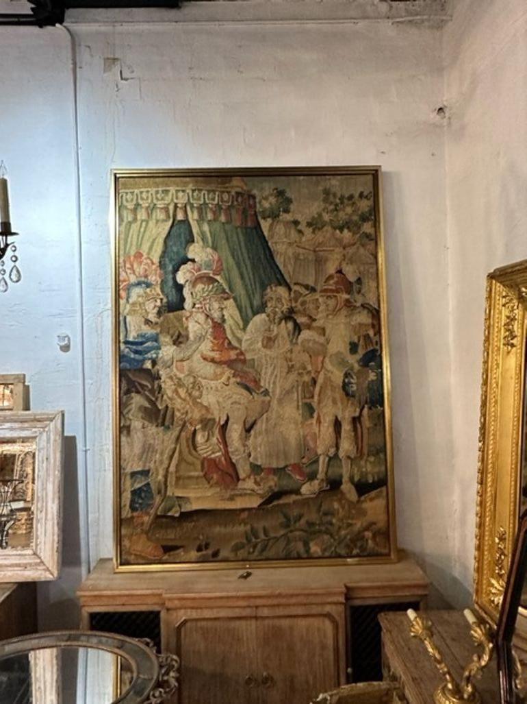 Lovely 18th century framed French Aubusson tapestry with Jesus and solders. Such fine quality and beautiful colors. A true work of art!
