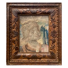 18th Century French Aubusson Tapestry of Joan of Arc in a Carved Frame