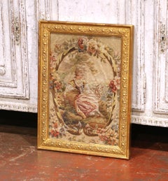 18th Century French Aubusson Tapestry Panel in Carved Gilt Frame