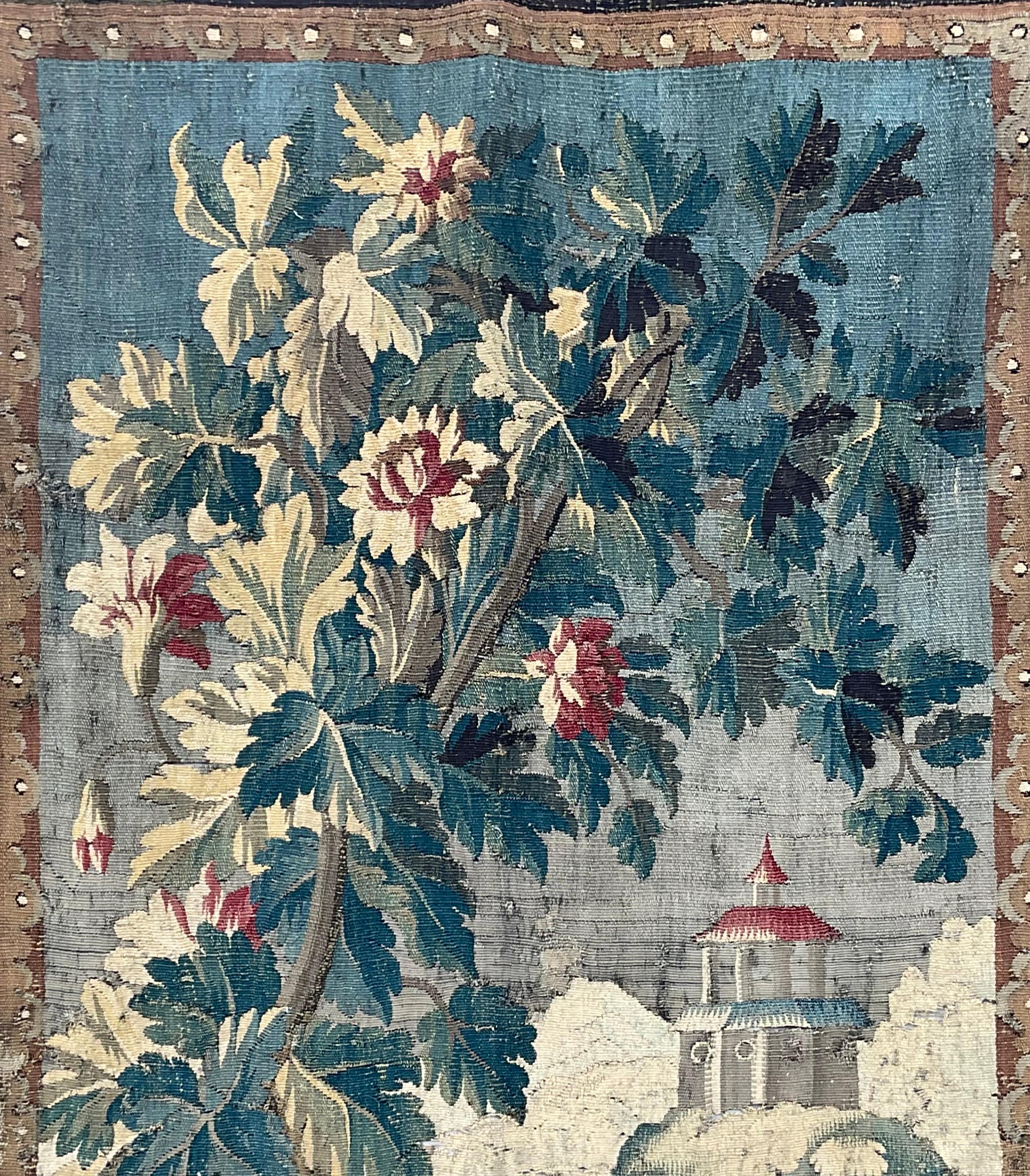 Suspension murale française de tapisserie d'Aubusson du 18ème siècle en vente 4
