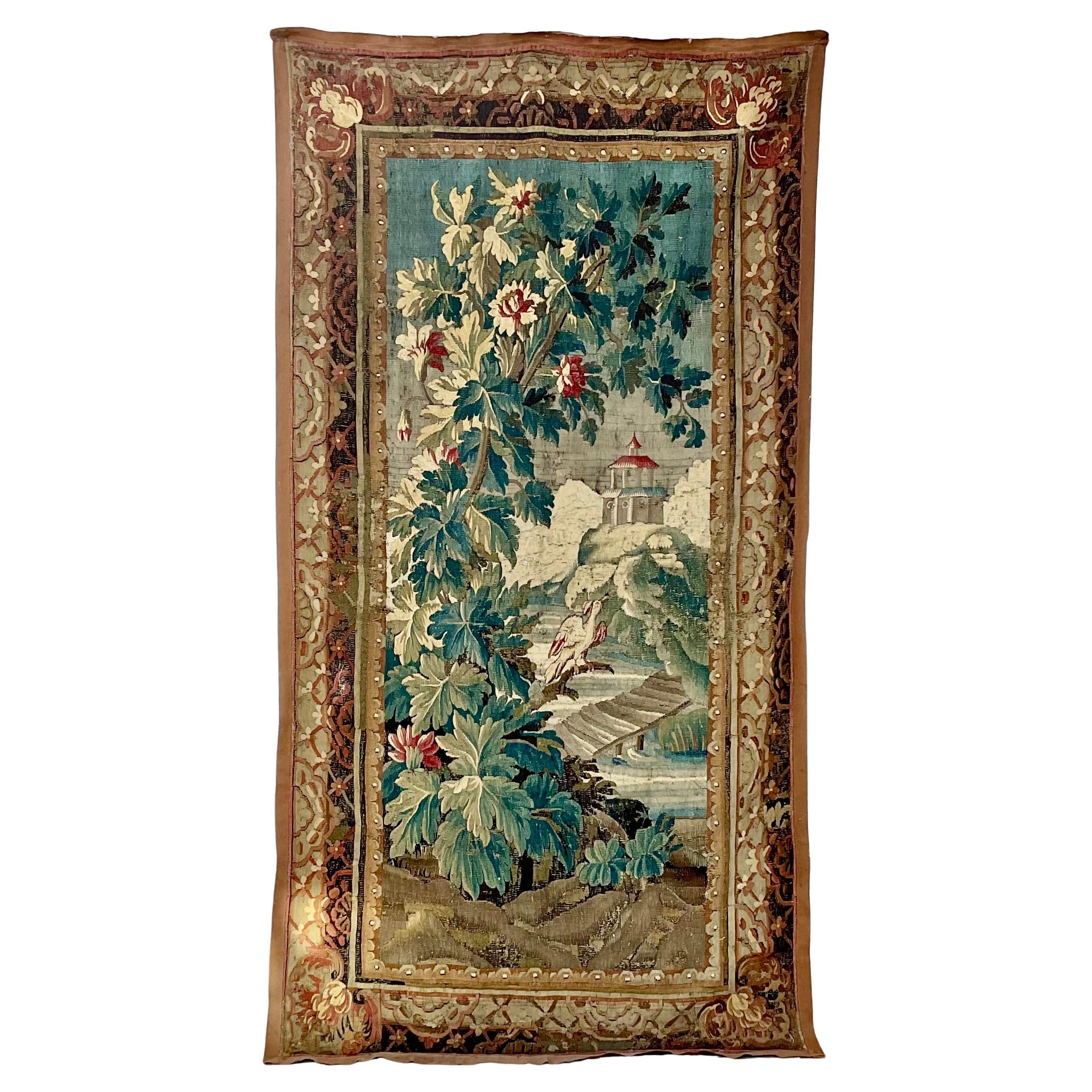 Louis XV 18th Century French Aubusson Tapestry Wall Hanging For Sale
