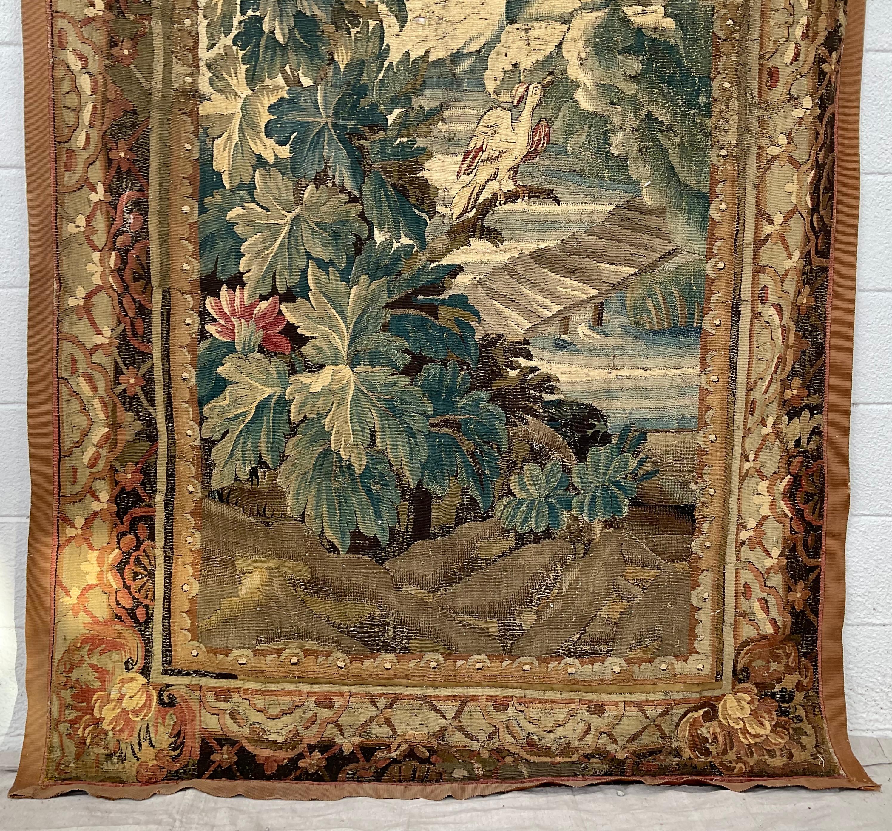 18th Century French Aubusson Tapestry Wall Hanging In Good Condition For Sale In Bradenton, FL