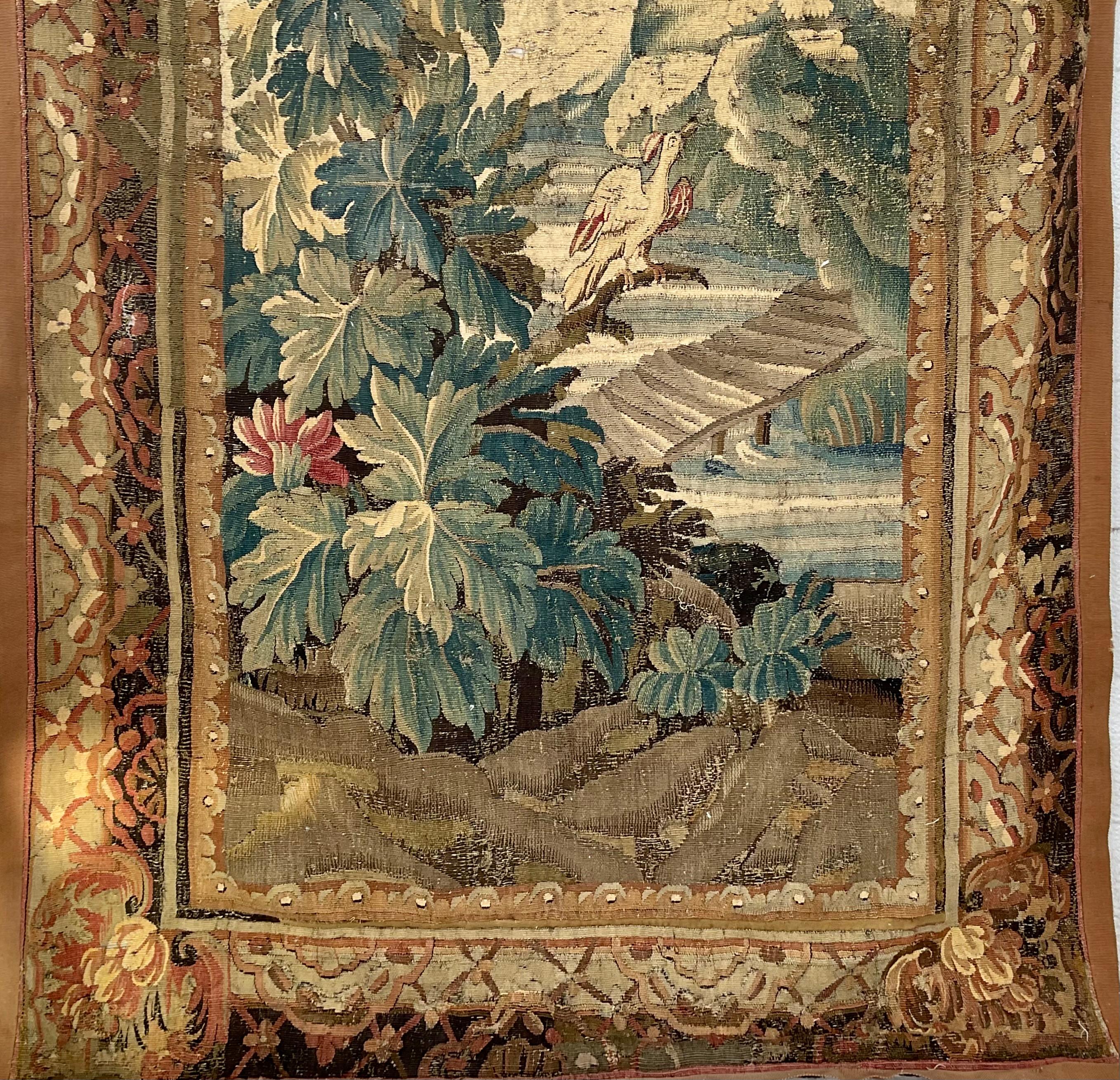 Suspension murale française de tapisserie d'Aubusson du 18ème siècle Bon état - En vente à Bradenton, FL