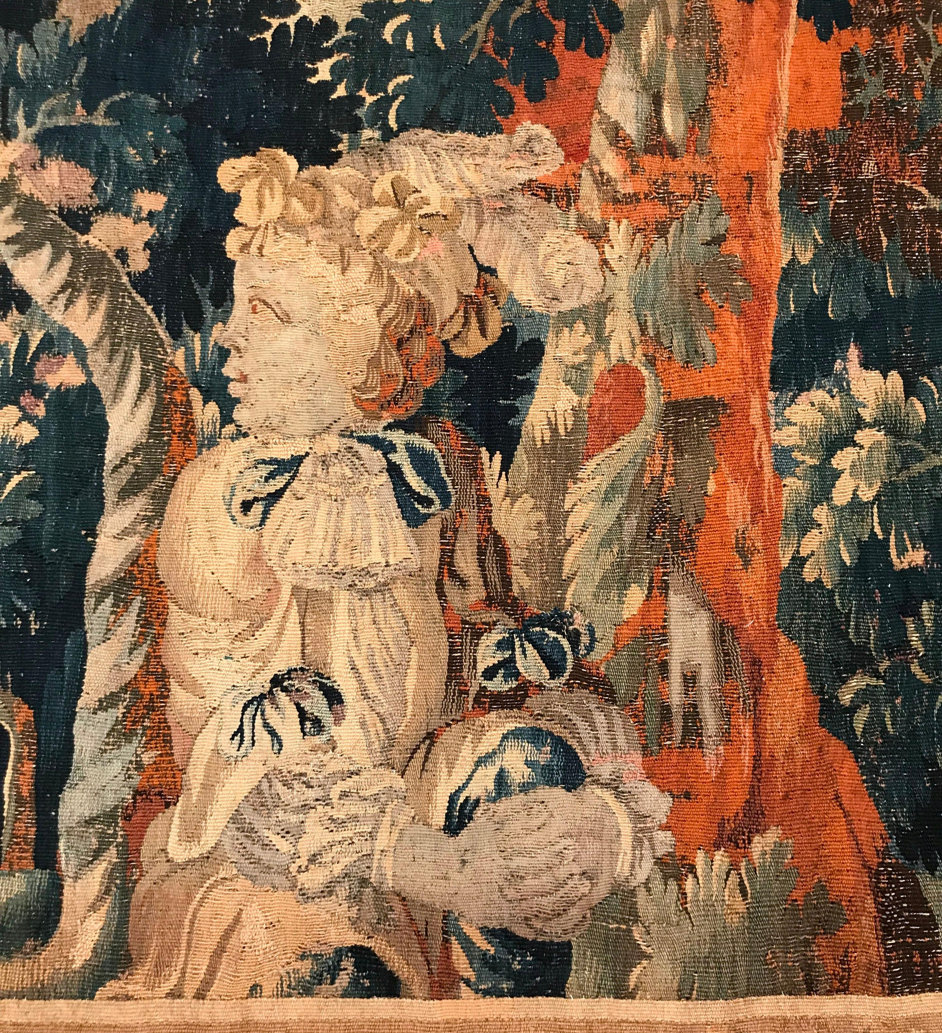 18th Century French Handwoven Aubusson Tapestry with Cherubs 1