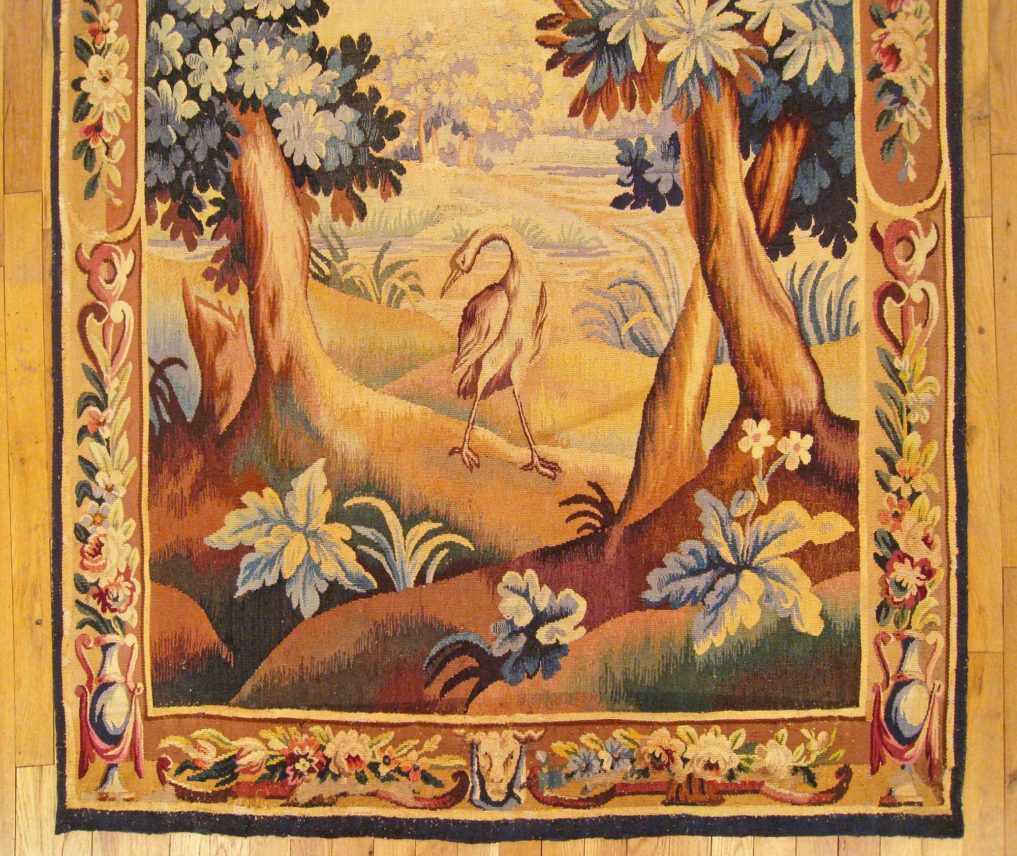 18th Century French Aubusson Verdure Landscape Tapestry In Good Condition For Sale In New York, NY