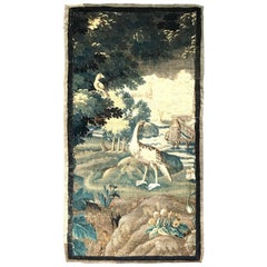 18th Century French Aubusson Verdure Tapestry with Birds and Windmill