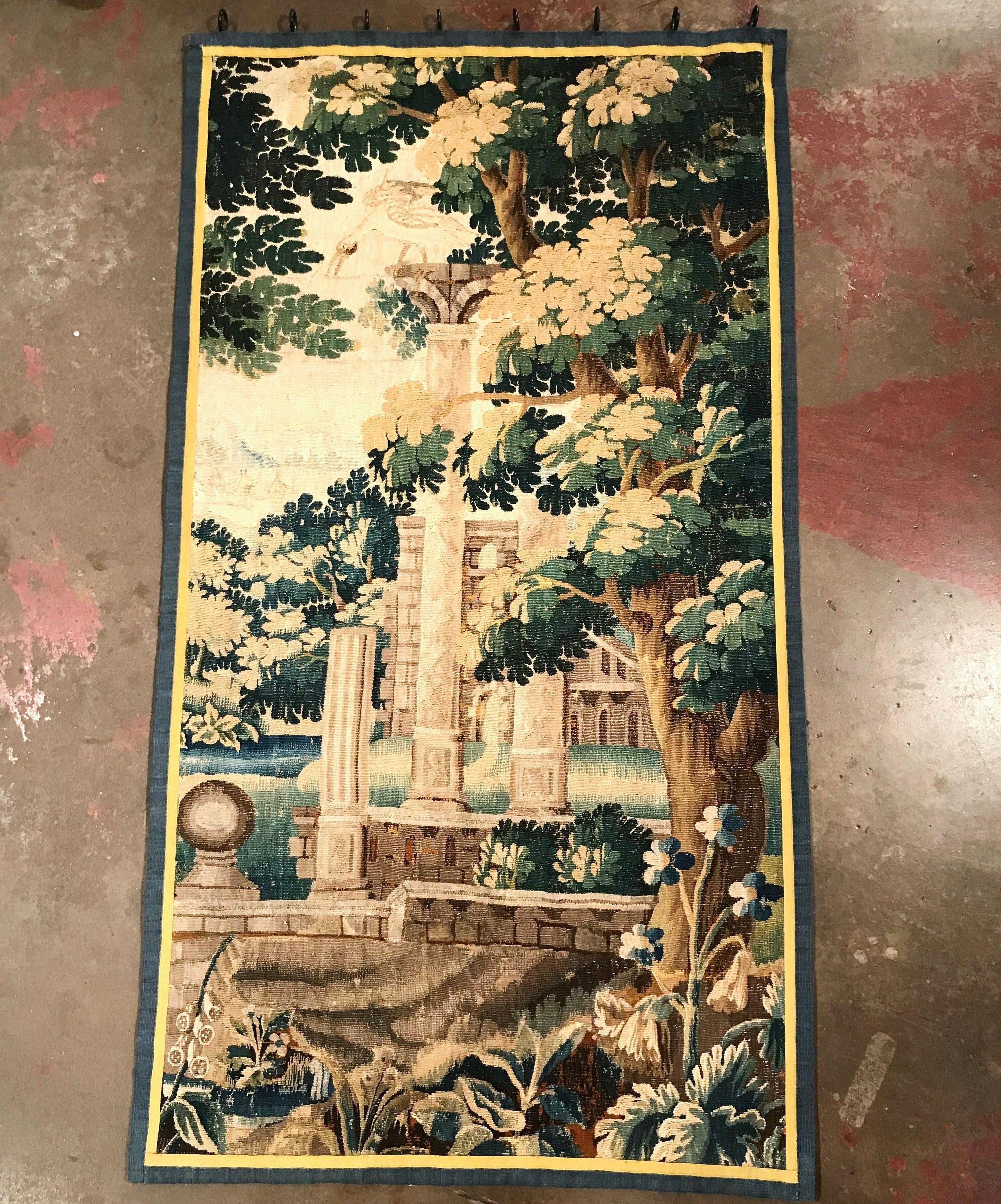 18th Century French Aubusson Verdure Tapestry with Roman Ruins Structure 1