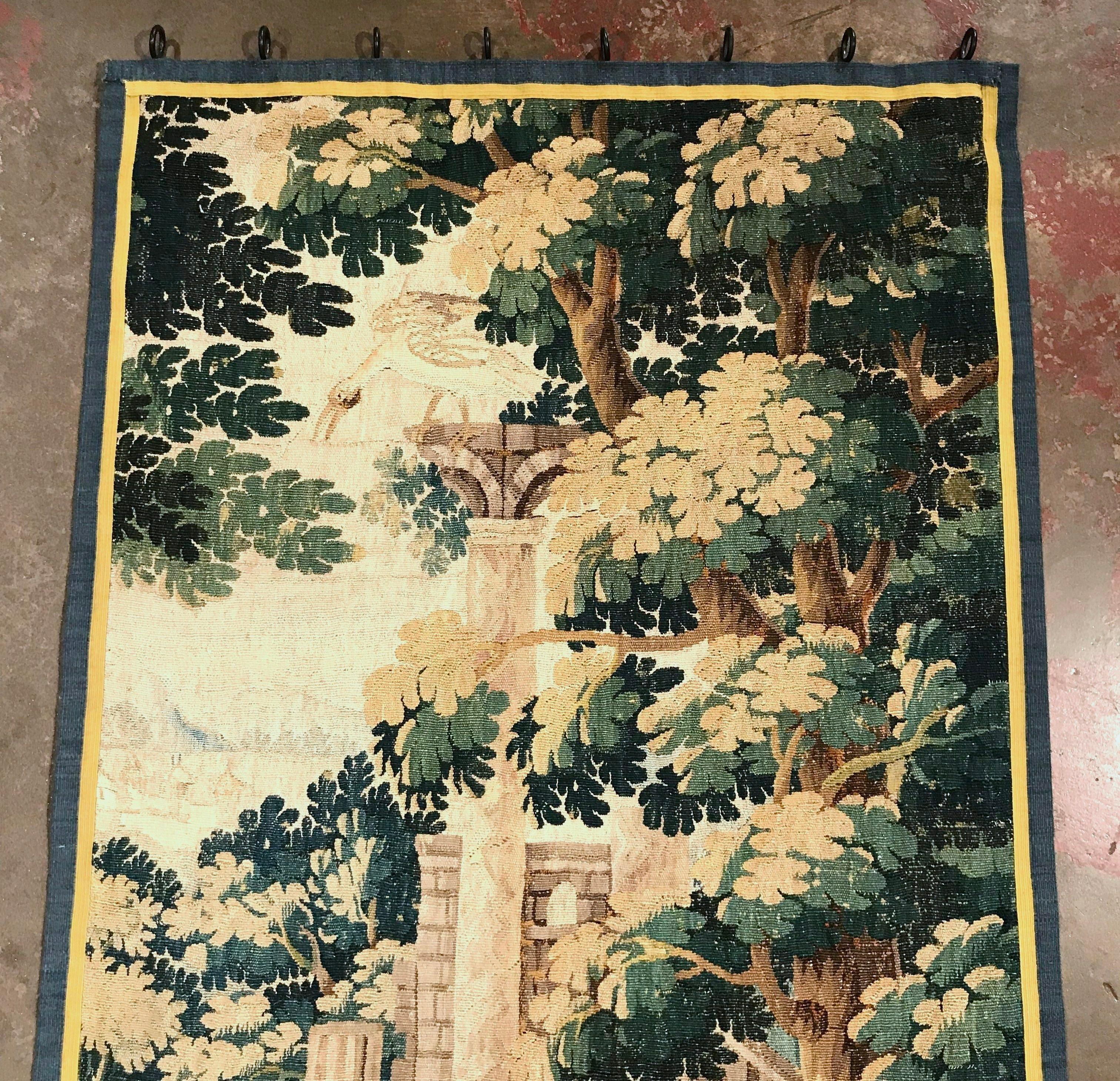 18th Century French Aubusson Verdure Tapestry with Roman Ruins Structure 2