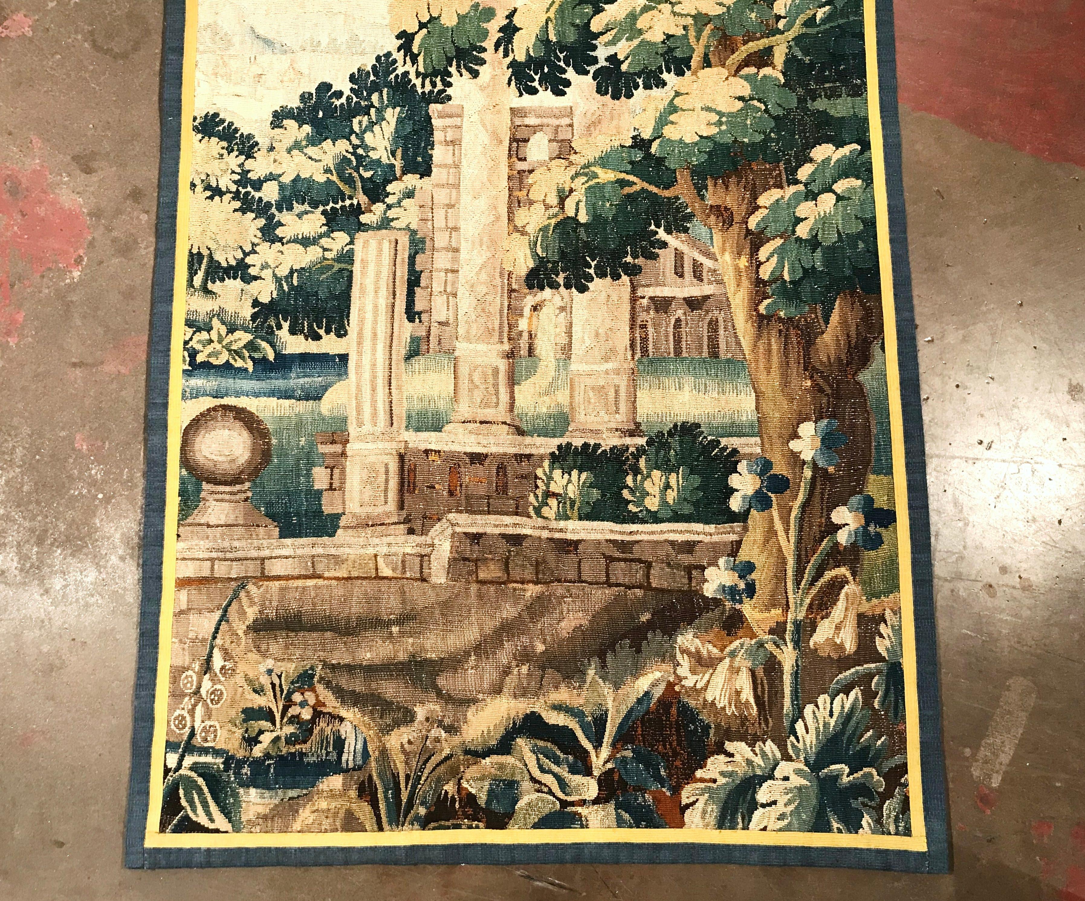 18th Century French Aubusson Verdure Tapestry with Roman Ruins Structure 3